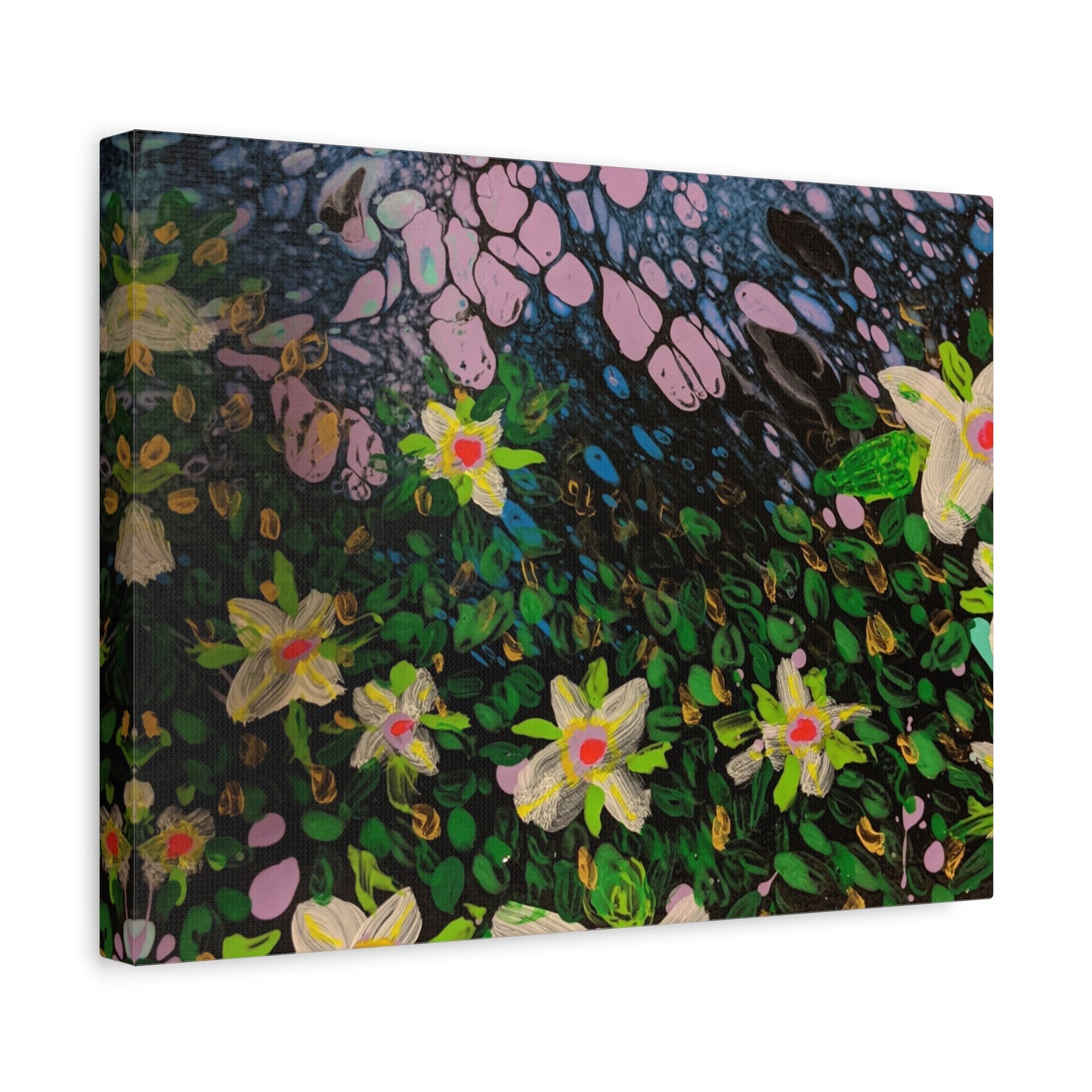 Floetrol&Flowers - Night Pour Garden Matte Canvas Print — Stretched Wall Art