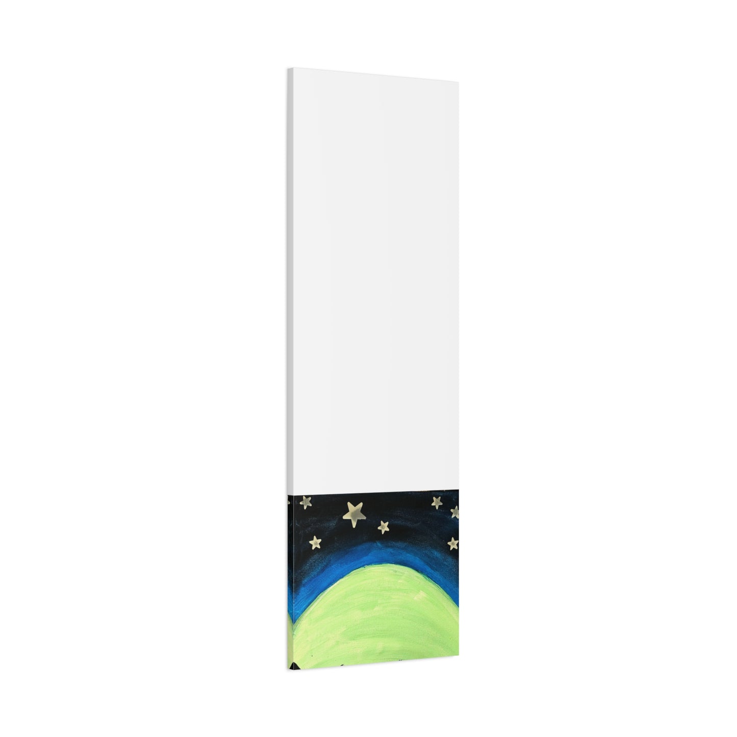 Green Moonrise Canvas Wall Art – Mountain Silhouette Nightscape