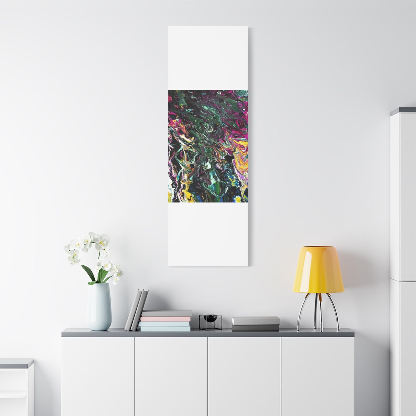 chaos in the garden - Abstract Fluid Art Matte Canvas Print - Colorful Swirl Wall Art