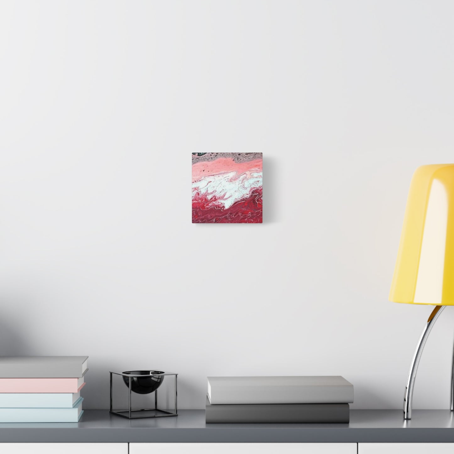 Abstract Pink & Red Fluid Art Canvas — Matte Stretched Wall Art