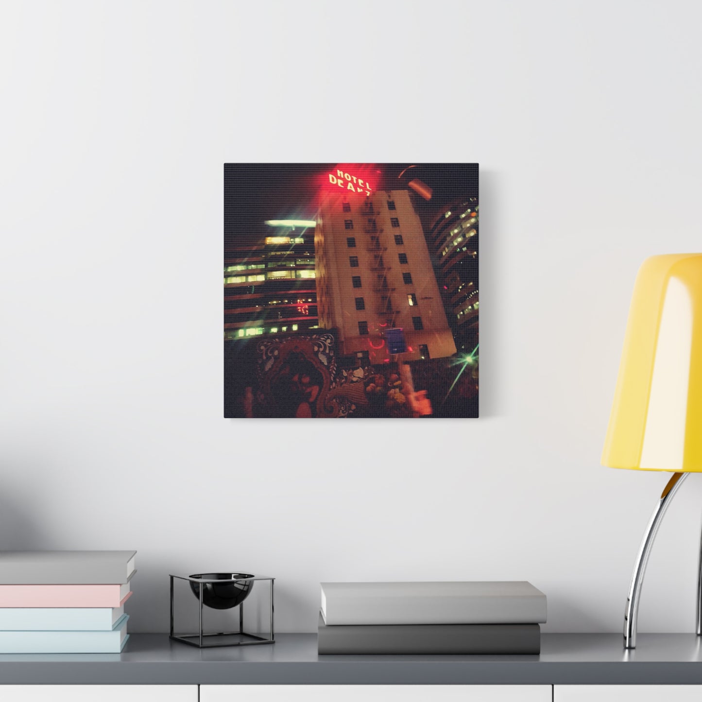 Hotel DeAnza - City Nightscape Canvas Print — Urban Street Art Building Matte Stretched 1.25"