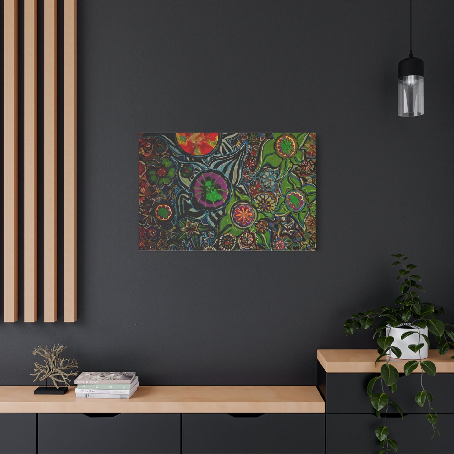 Urban_gardening-03 - Psychedelic Floral Canvas Print — Vibrant Abstract Garden Wall Art