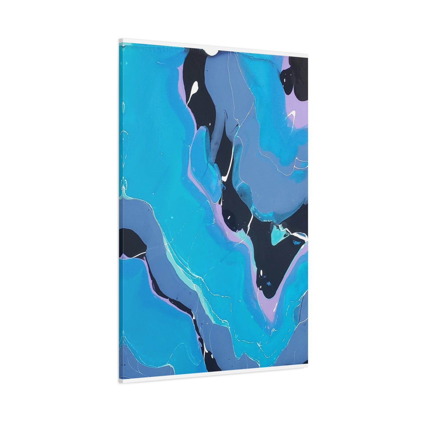 Abstract Blue Fluid Art Canvas Print — Matte Stretched Wall Art 1.25"