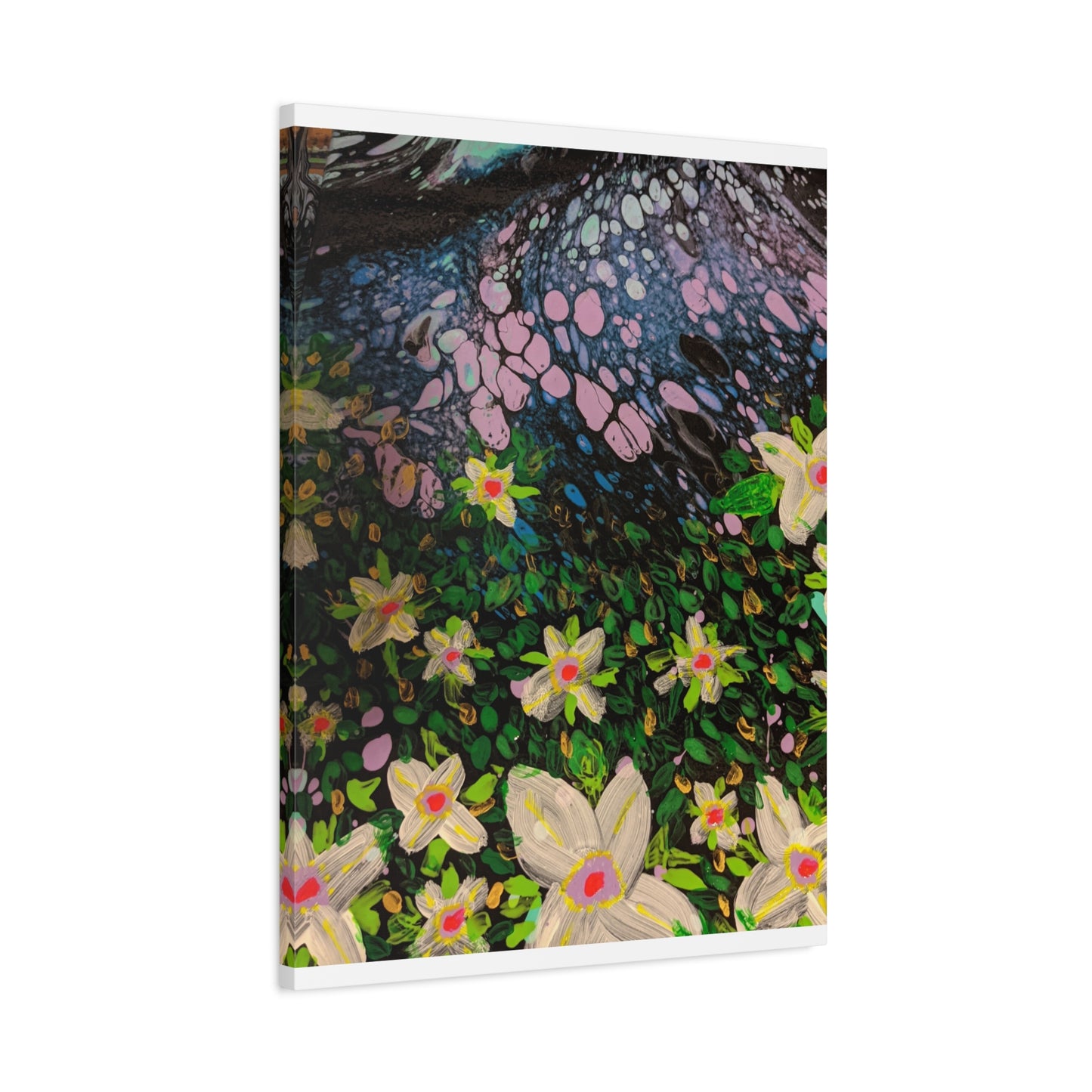 Floetrol&Flowers - Night Pour Garden Matte Canvas Print — Stretched Wall Art