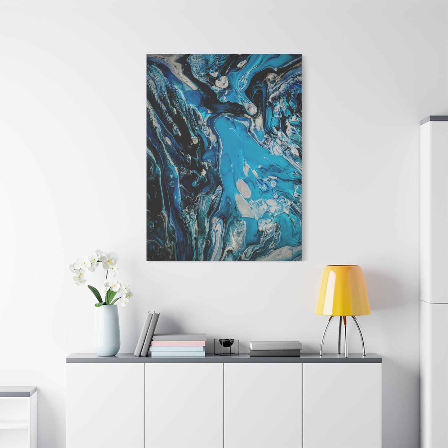 Blue Ocean Abstract Matte Canvas Print — Stretched Wall Art