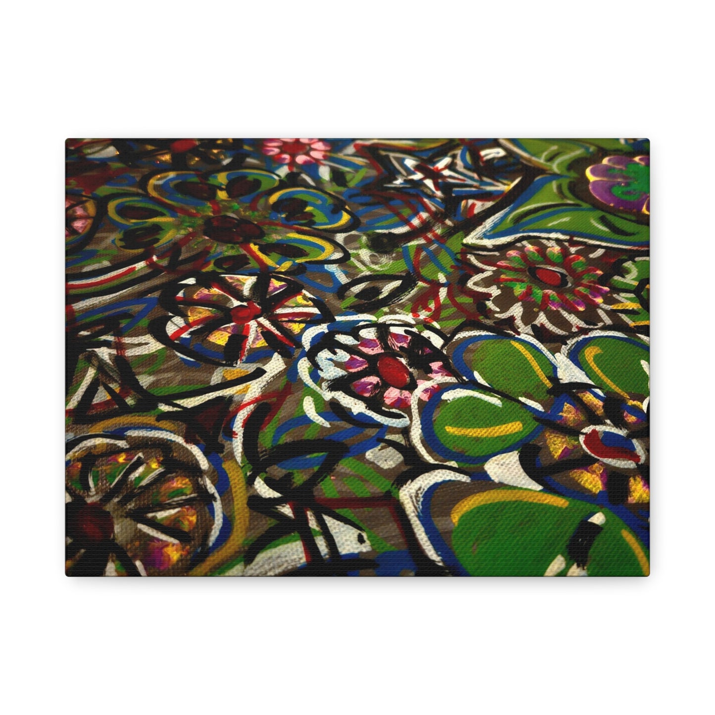 Urban_Gardening - Abstract Floral Canvas Print — Colorful Street-Art Style Stretched Wall Art