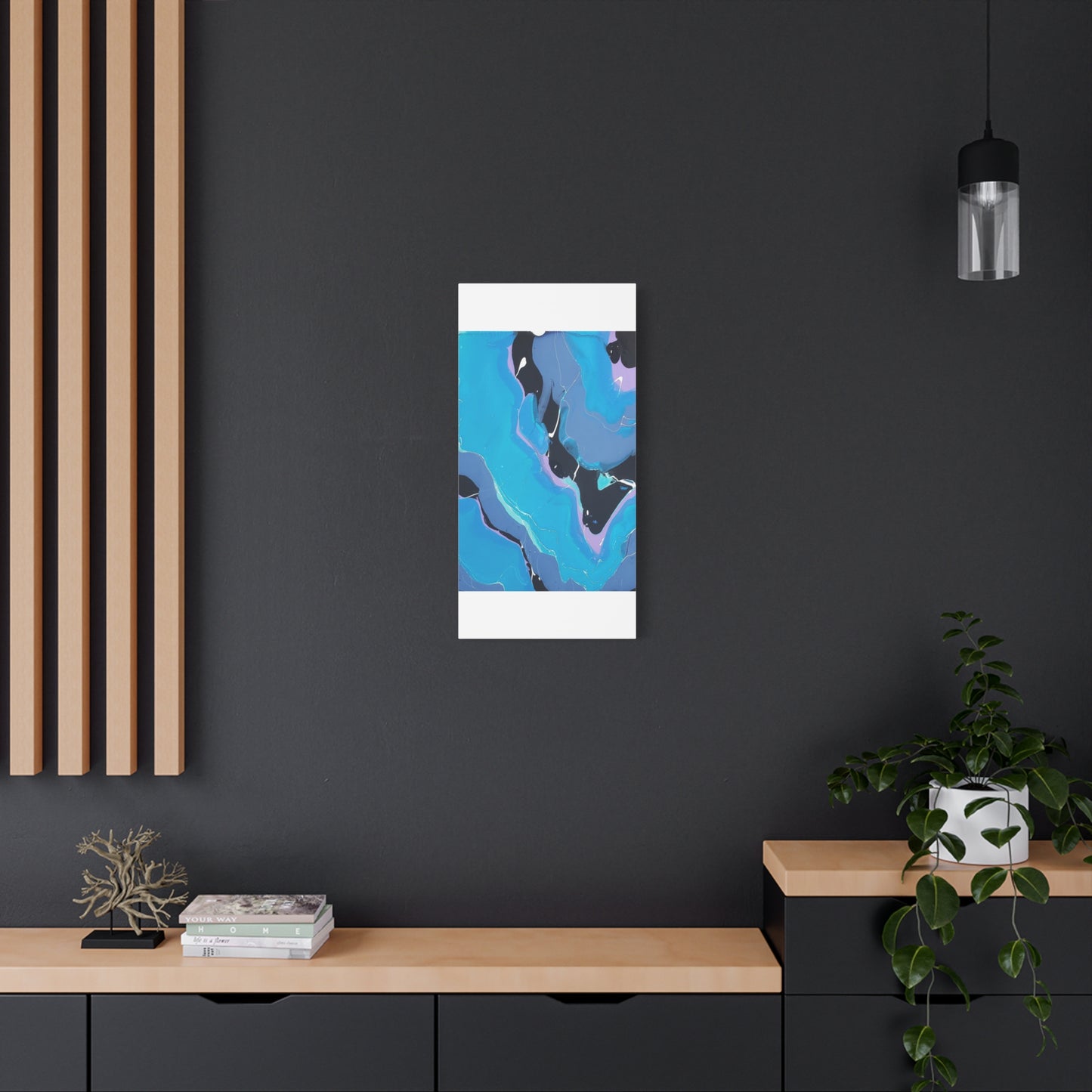 Abstract Blue Fluid Art Canvas Print — Matte Stretched Wall Art 1.25"