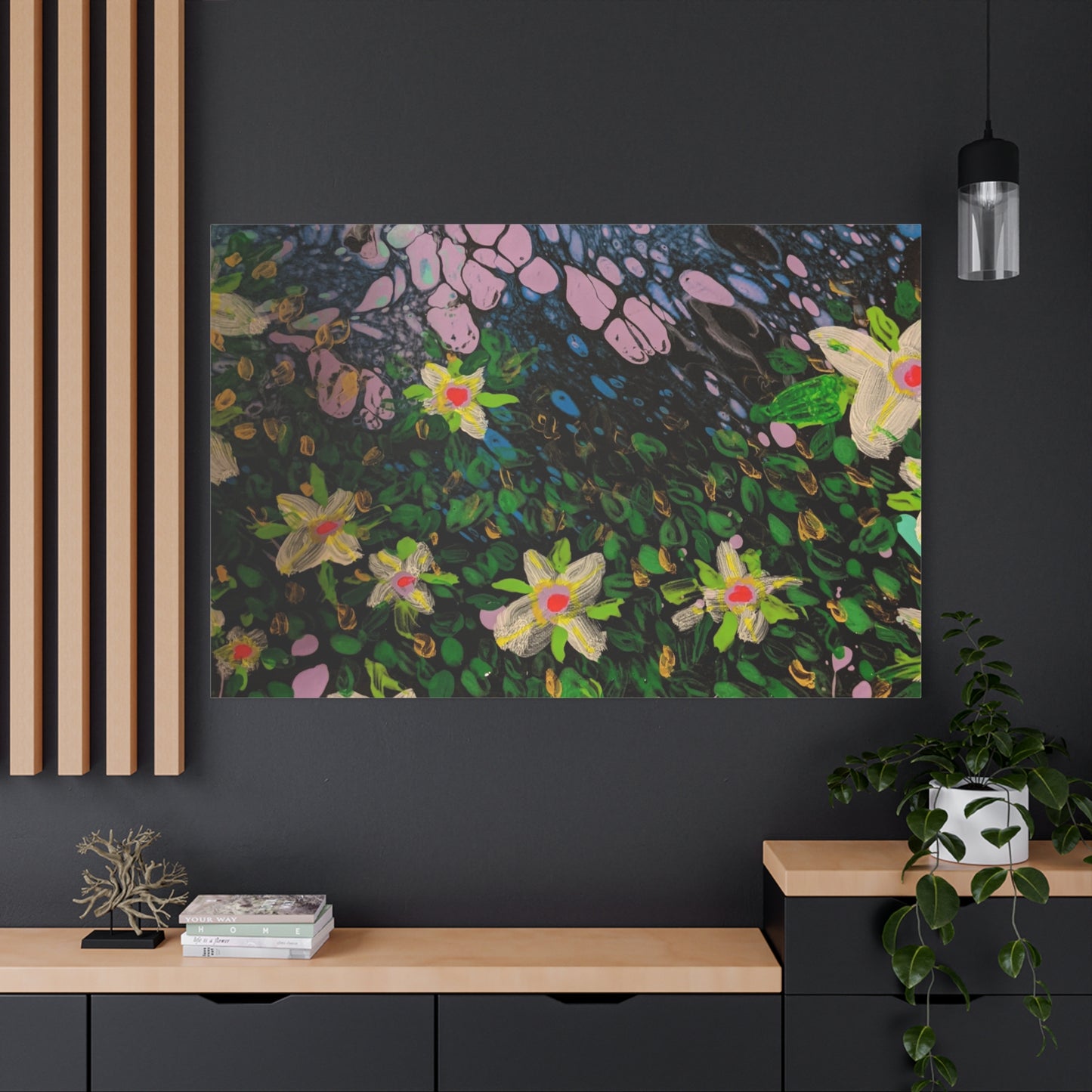 Floetrol&Flowers - Night Pour Garden Matte Canvas Print — Stretched Wall Art