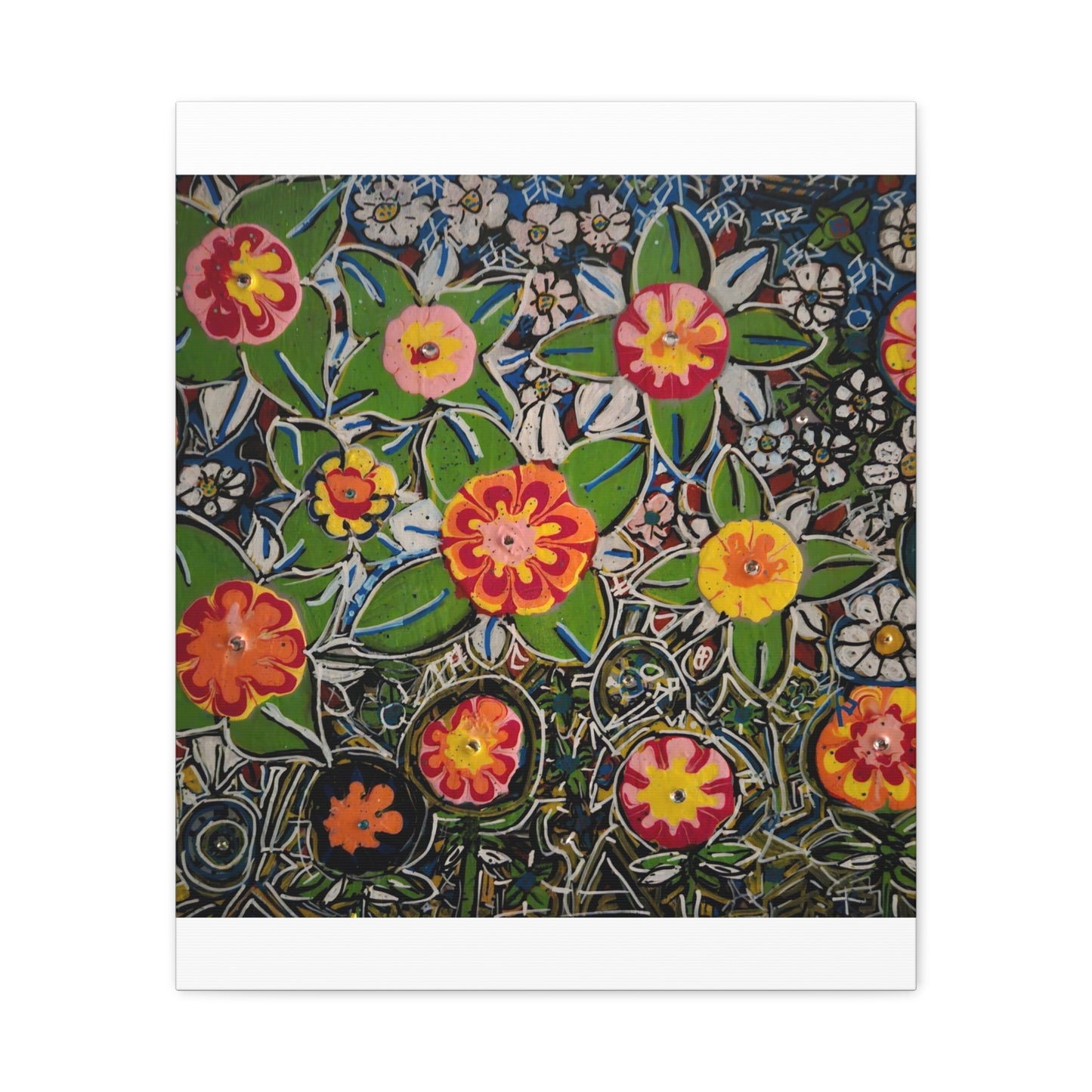 Urban_gardening-04 - Floral Pop Matte Stretched Canvas – Colorful Hand-Painted Garden Wall Art