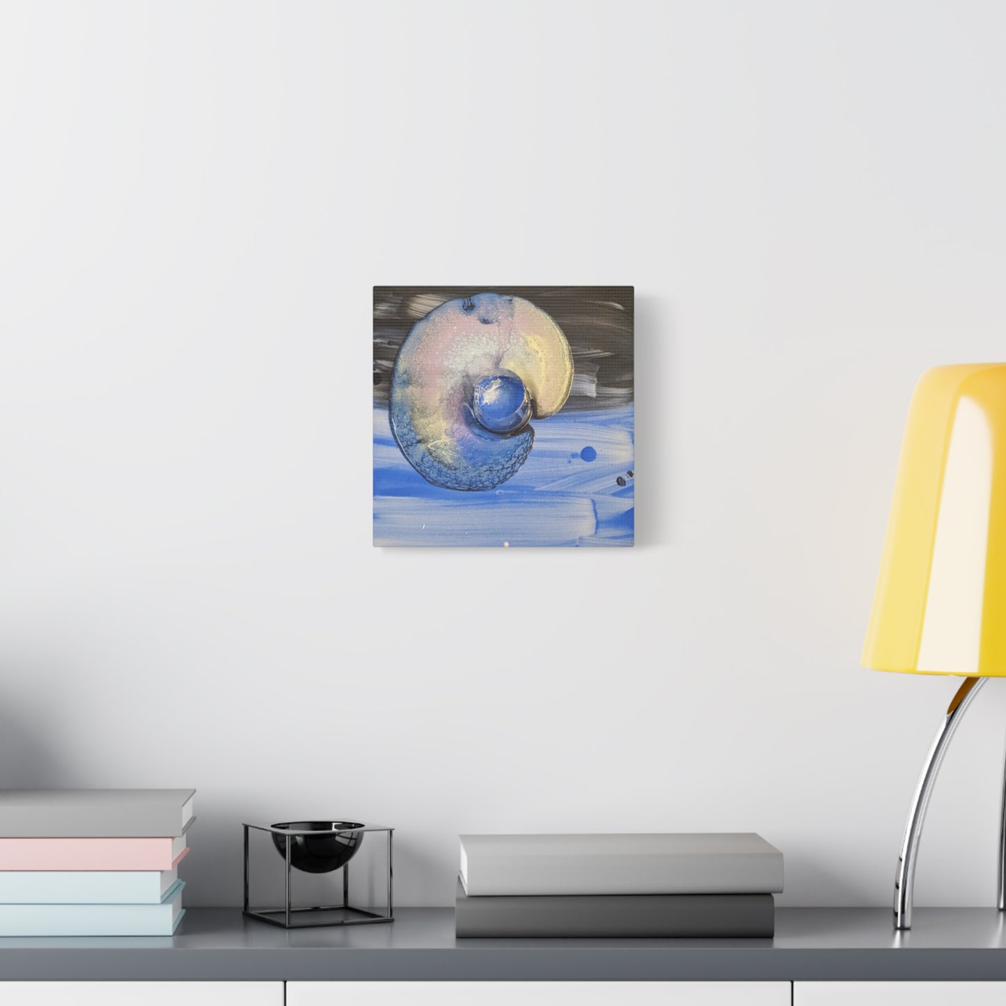 the nautilus - Abstract Blue Spiral Matte Canvas Art - Nautical Coastal Wall Decor