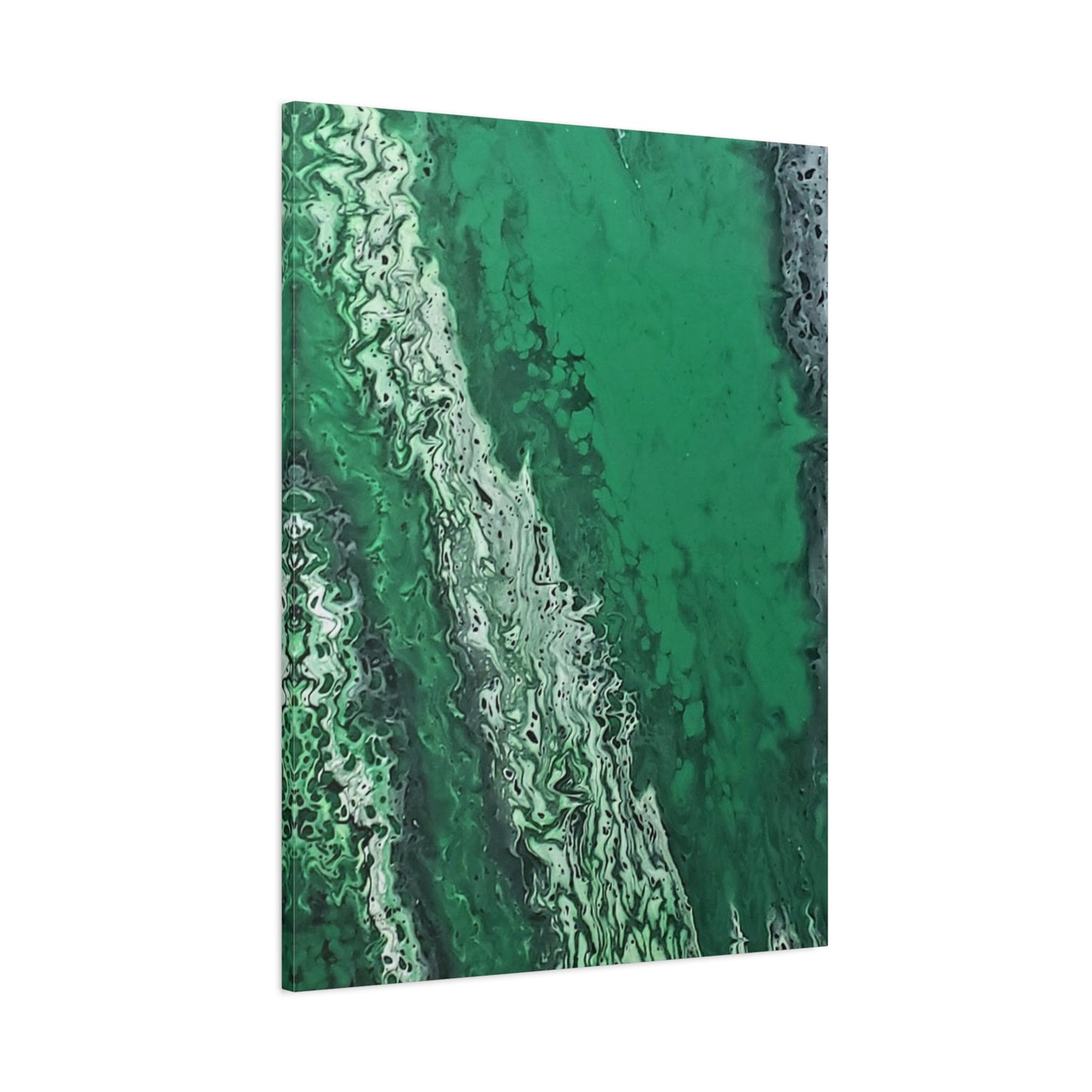 Emerald Wave Abstract Canvas Print — Matte Stretched Wall Art