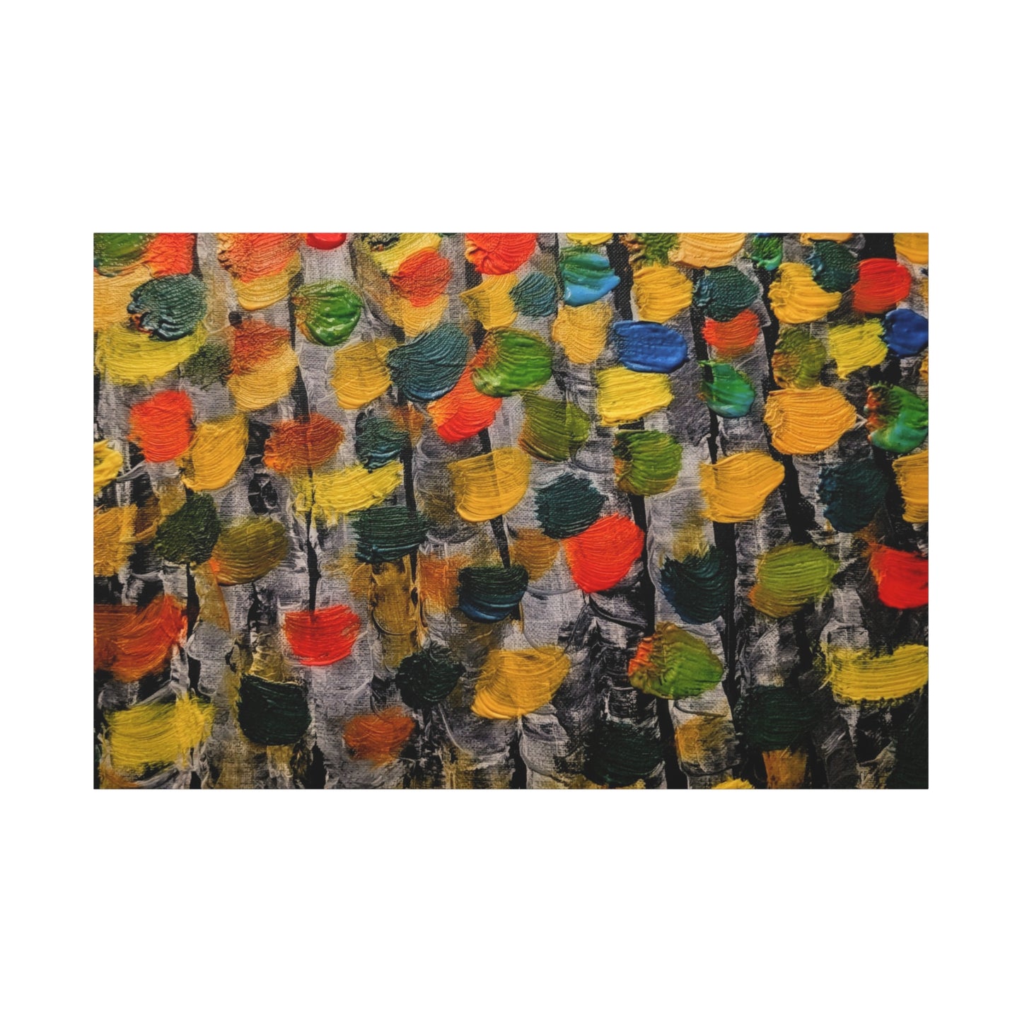 birch trees with color strokes - Abstract Color Bloom Matte Canvas Wall Art — Stretched 1.25"