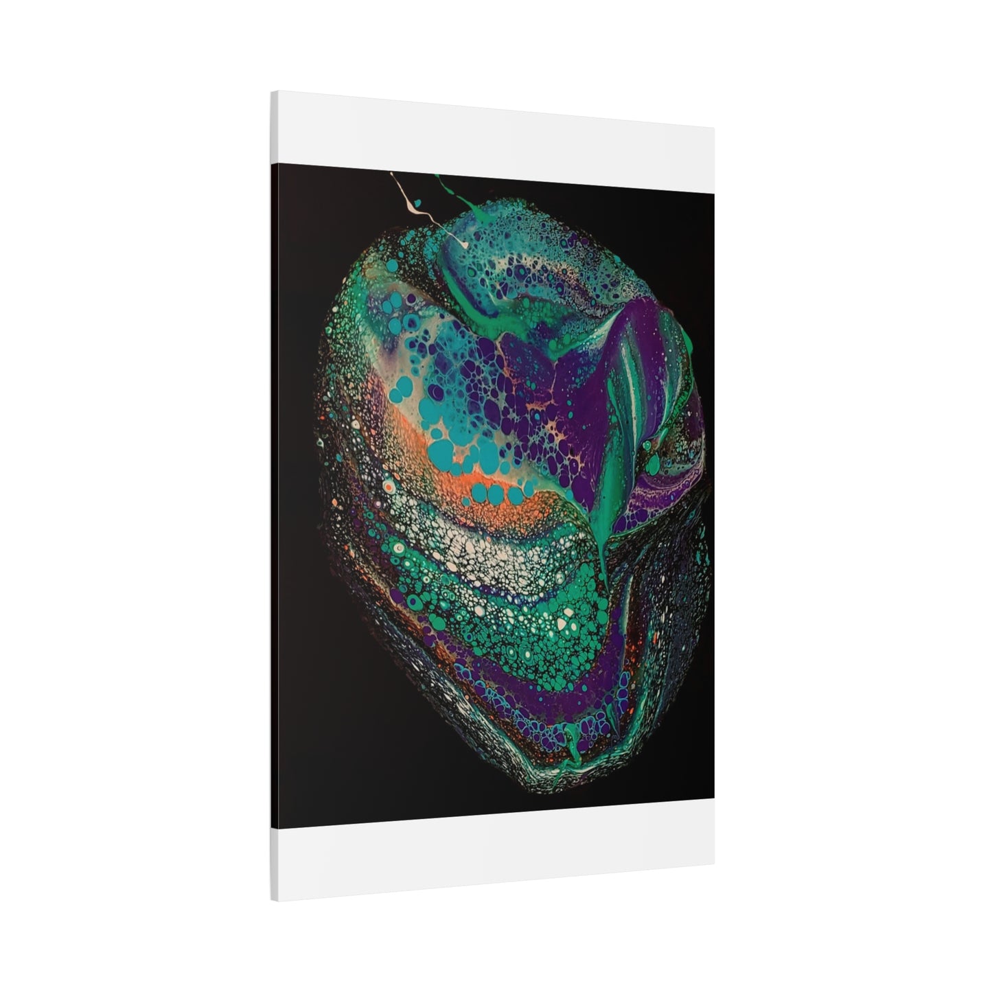 Abstract Fluid Art Canvas Print — Teal, Purple & Gold Swirl Matte Stretched Wall Art