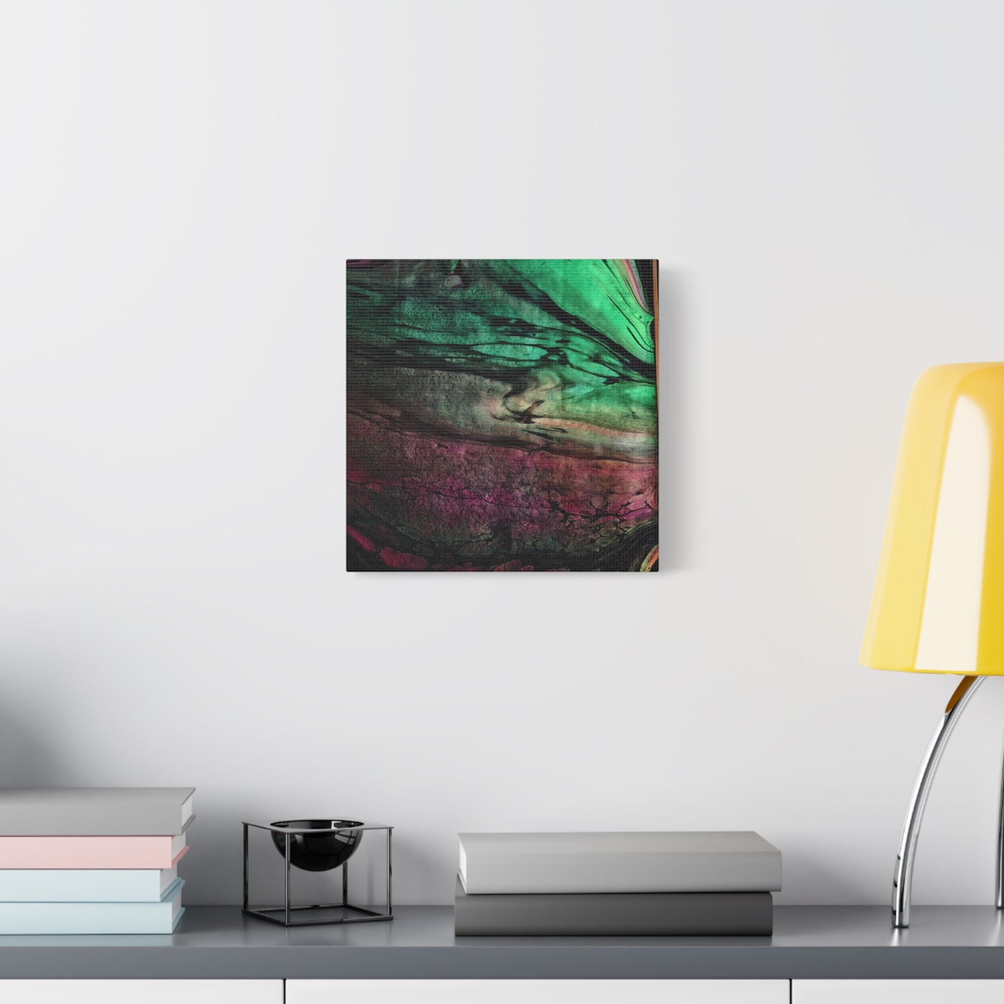 flame tempered pour - Abstract Teal & Magenta Canvas Wall Art — Matte Stretched 1.25"