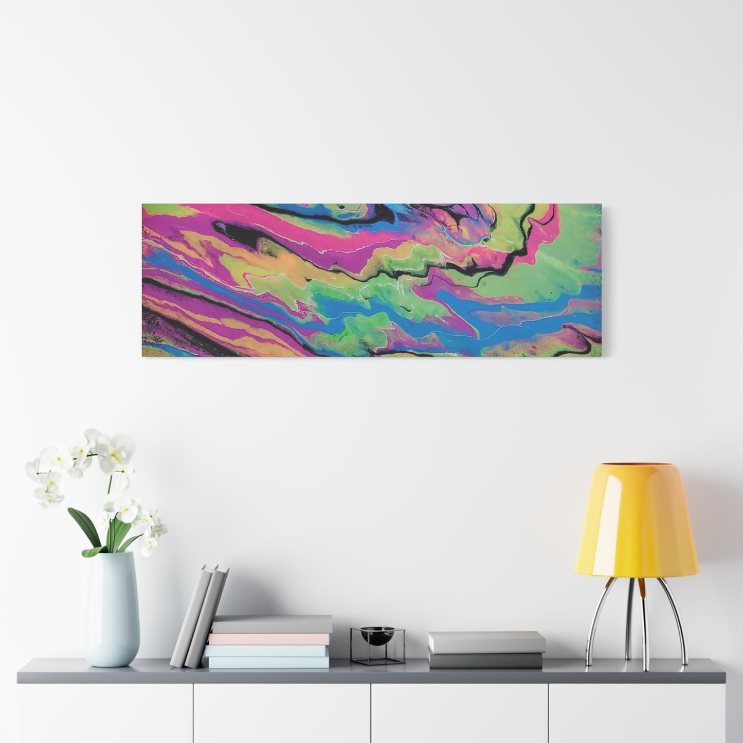 Abstract Neon Fluid Art Canvas Print — Vibrant Psychedelic Wall Decor