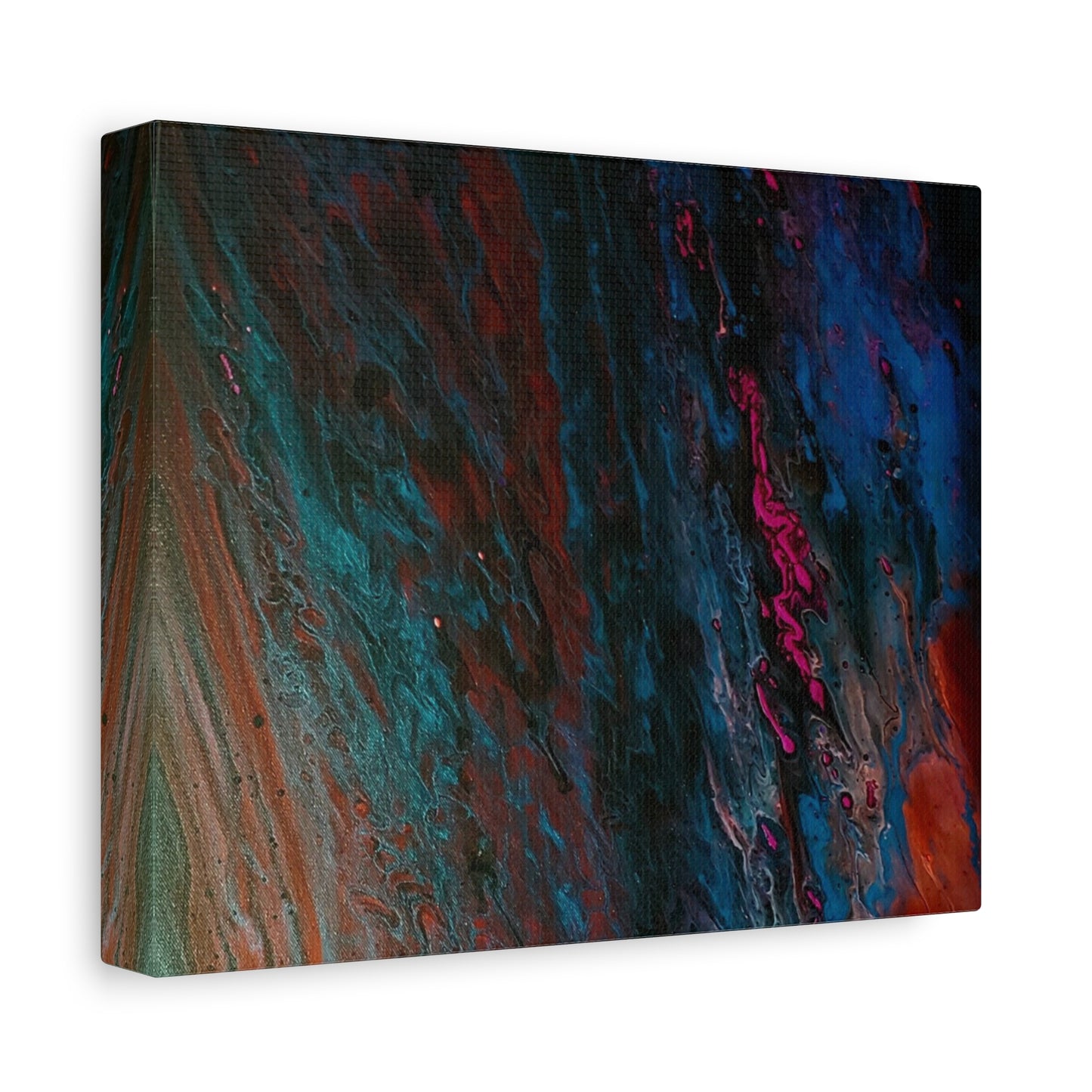 Abstract Fluid Art Canvas Wall Art - Jupiter pour — Vibrant Ocean Night Matte Stretched Canvas