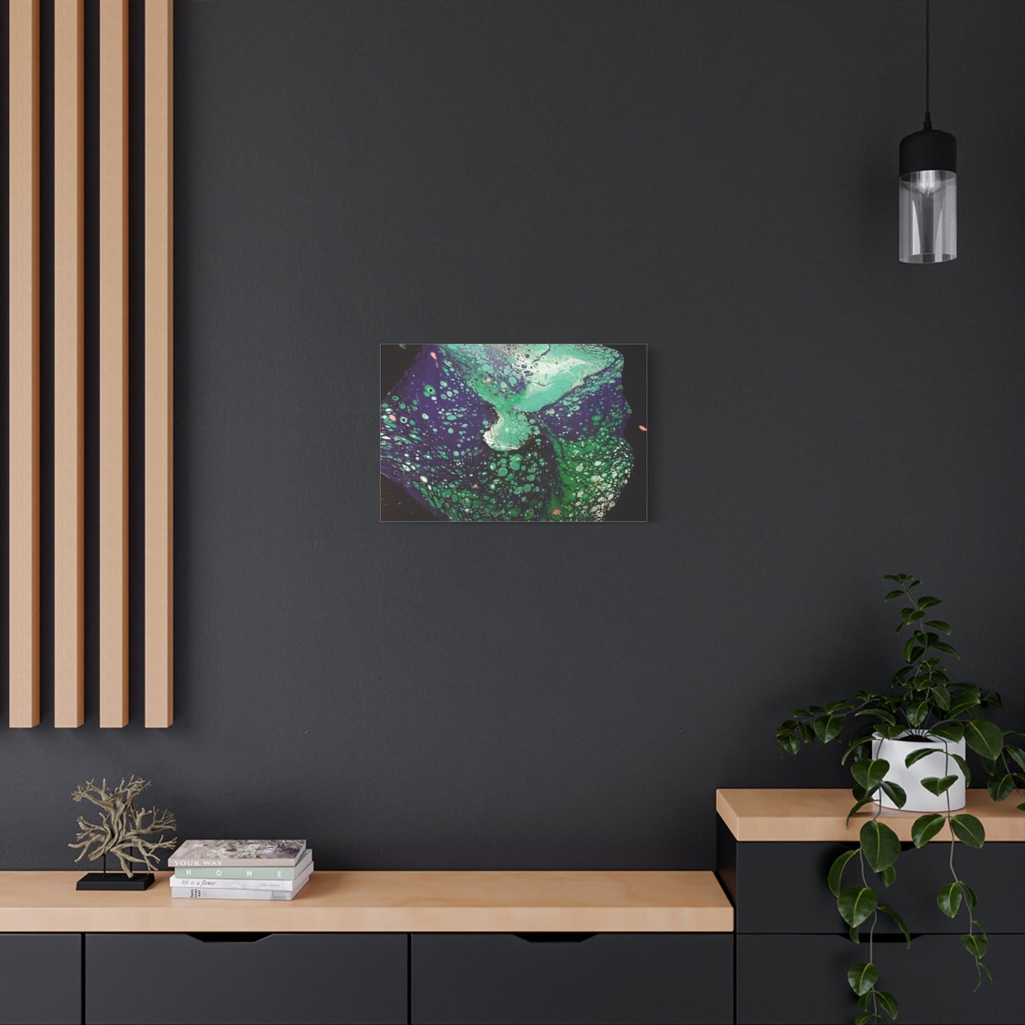 Abstract Green & Teal Fluid Art Canvas Print - Matte Stretched Wall Art