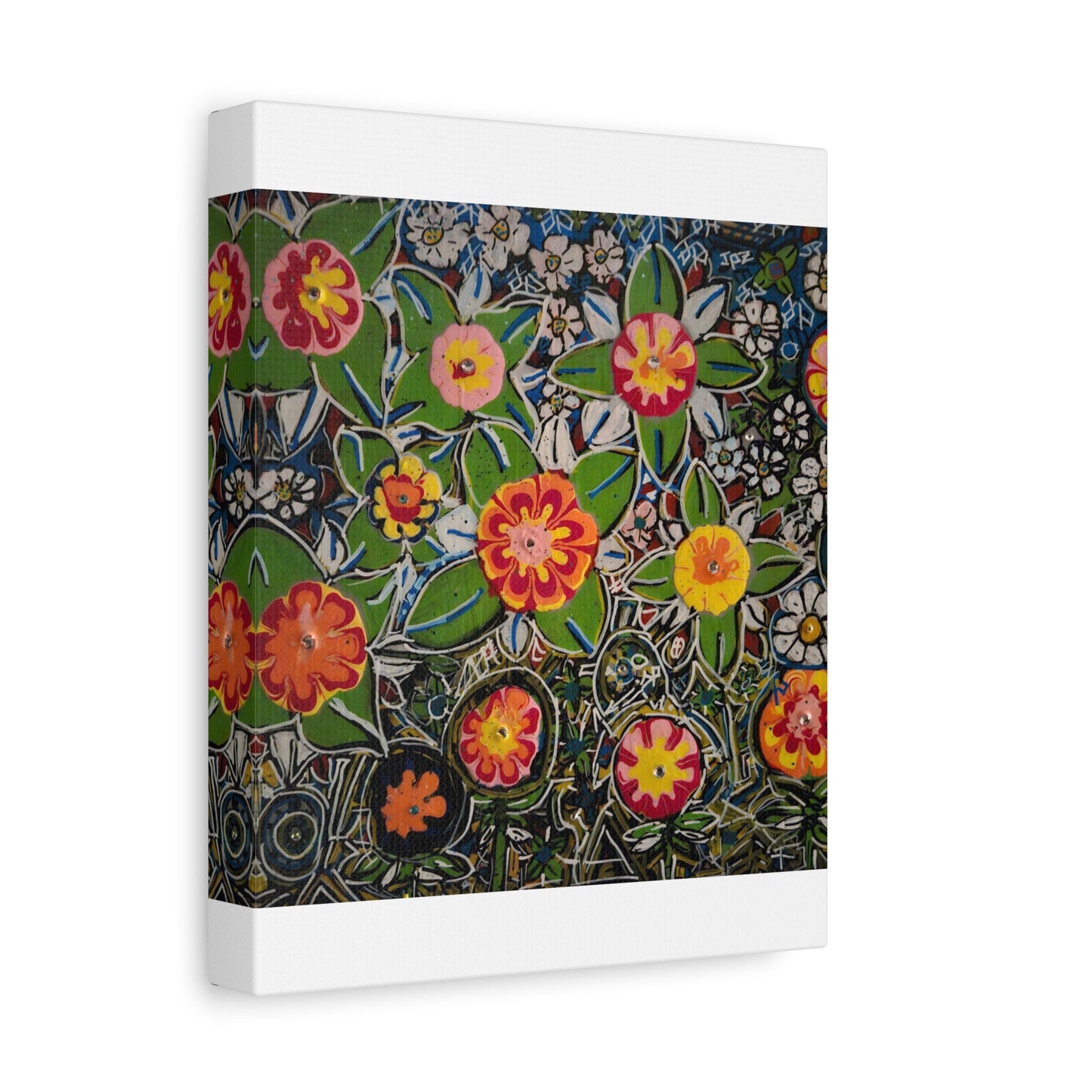 Urban_gardening-04 - Floral Pop Matte Stretched Canvas – Colorful Hand-Painted Garden Wall Art