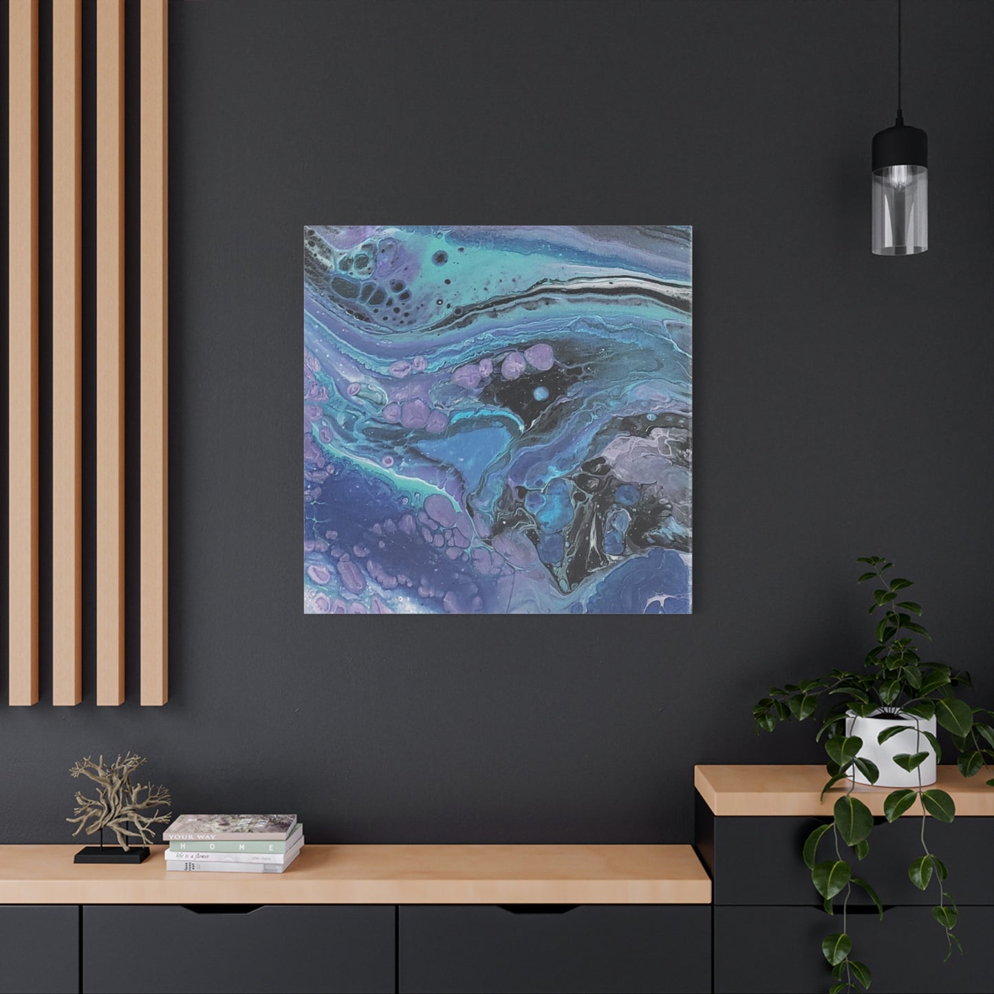 Abstract Ocean Wave Matte Canvas Print — Blue & Purple Fluid Art, Stretched 1.25"