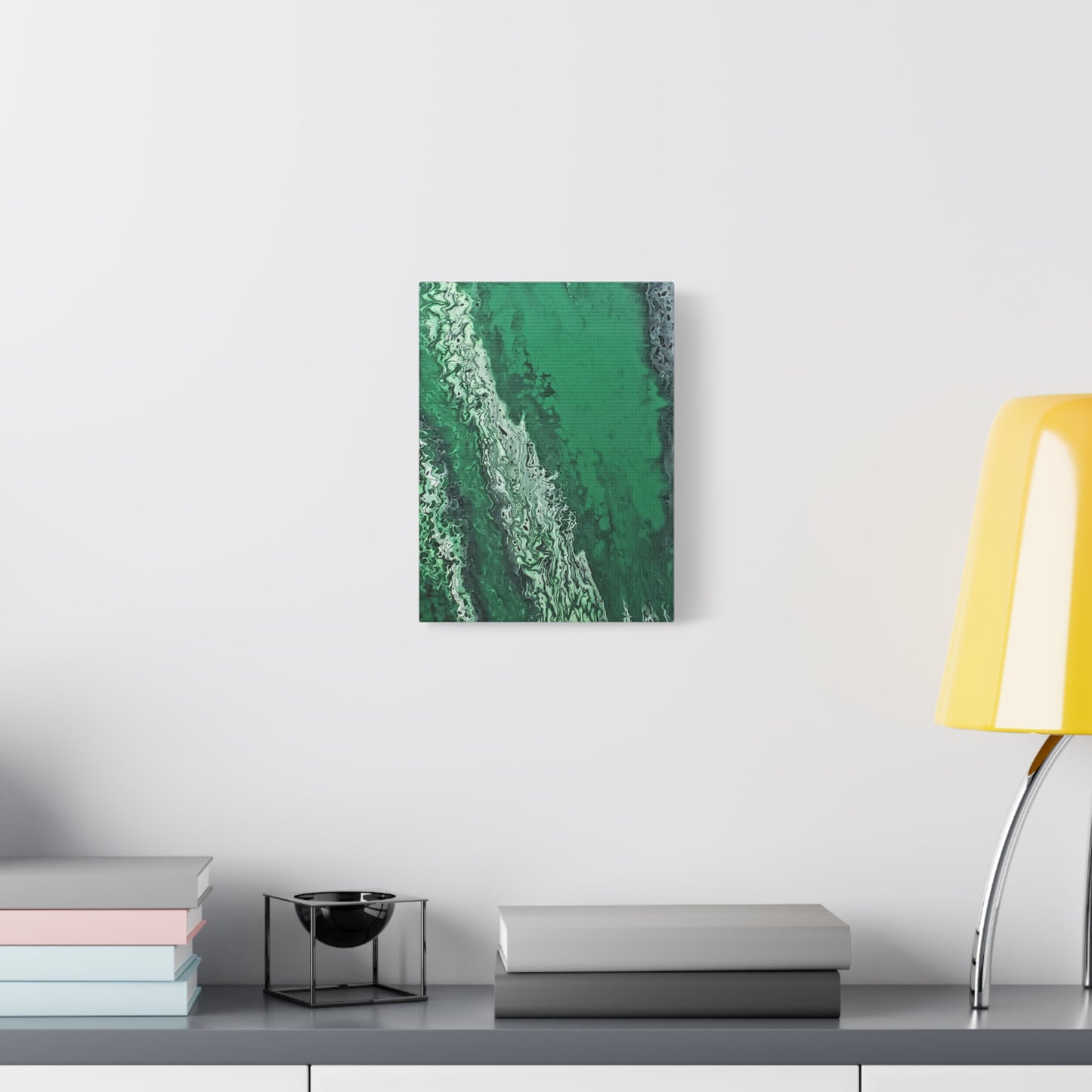 Emerald Wave Abstract Canvas Print — Matte Stretched Wall Art