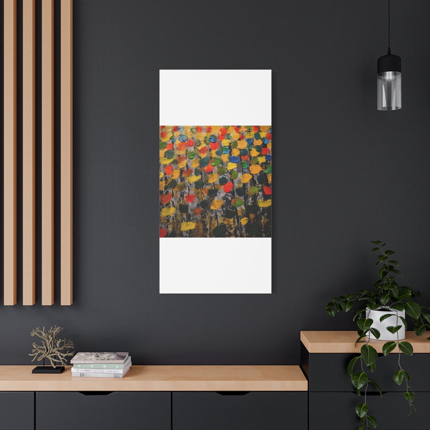 birch trees with color strokes - Abstract Color Bloom Matte Canvas Wall Art — Stretched 1.25"