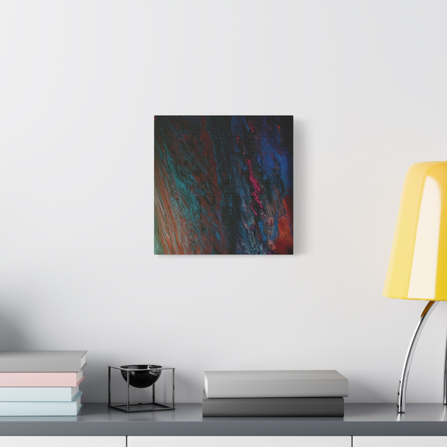 Abstract Fluid Art Canvas Wall Art - Jupiter pour — Vibrant Ocean Night Matte Stretched Canvas