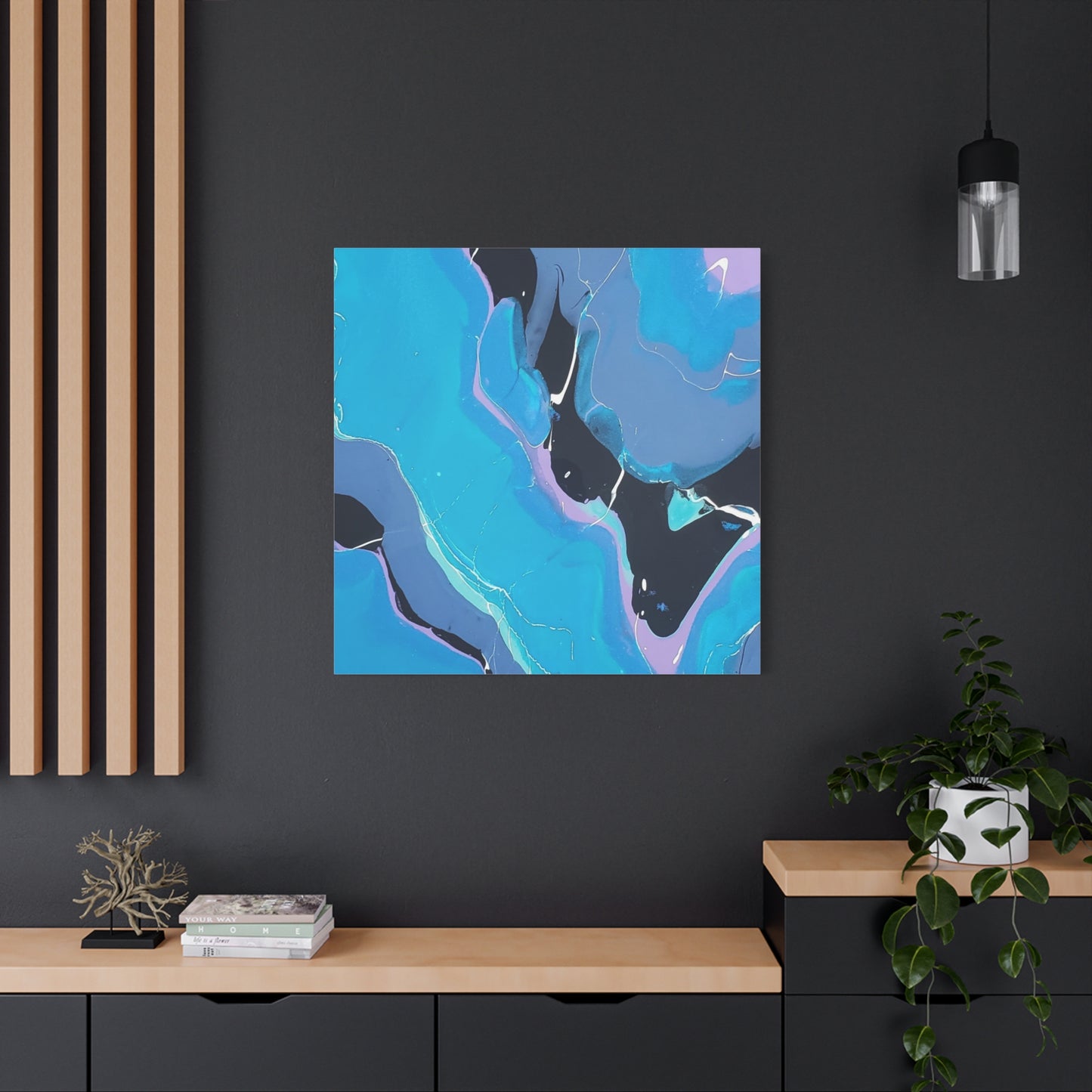 Abstract Blue Fluid Art Canvas Print — Matte Stretched Wall Art 1.25"