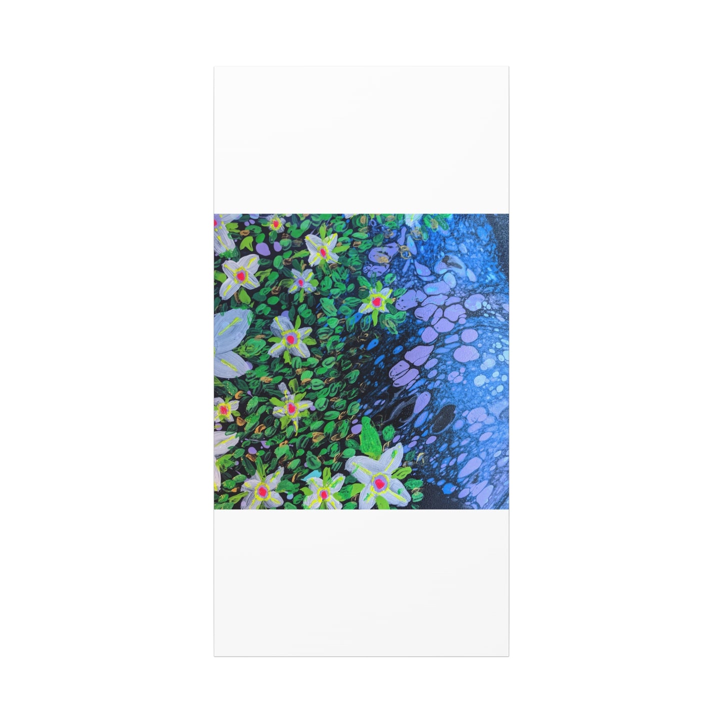 Floetrol&Flowers -  Reef Matte Canvas Wall Art — Blue & Green Abstract Flower Painting