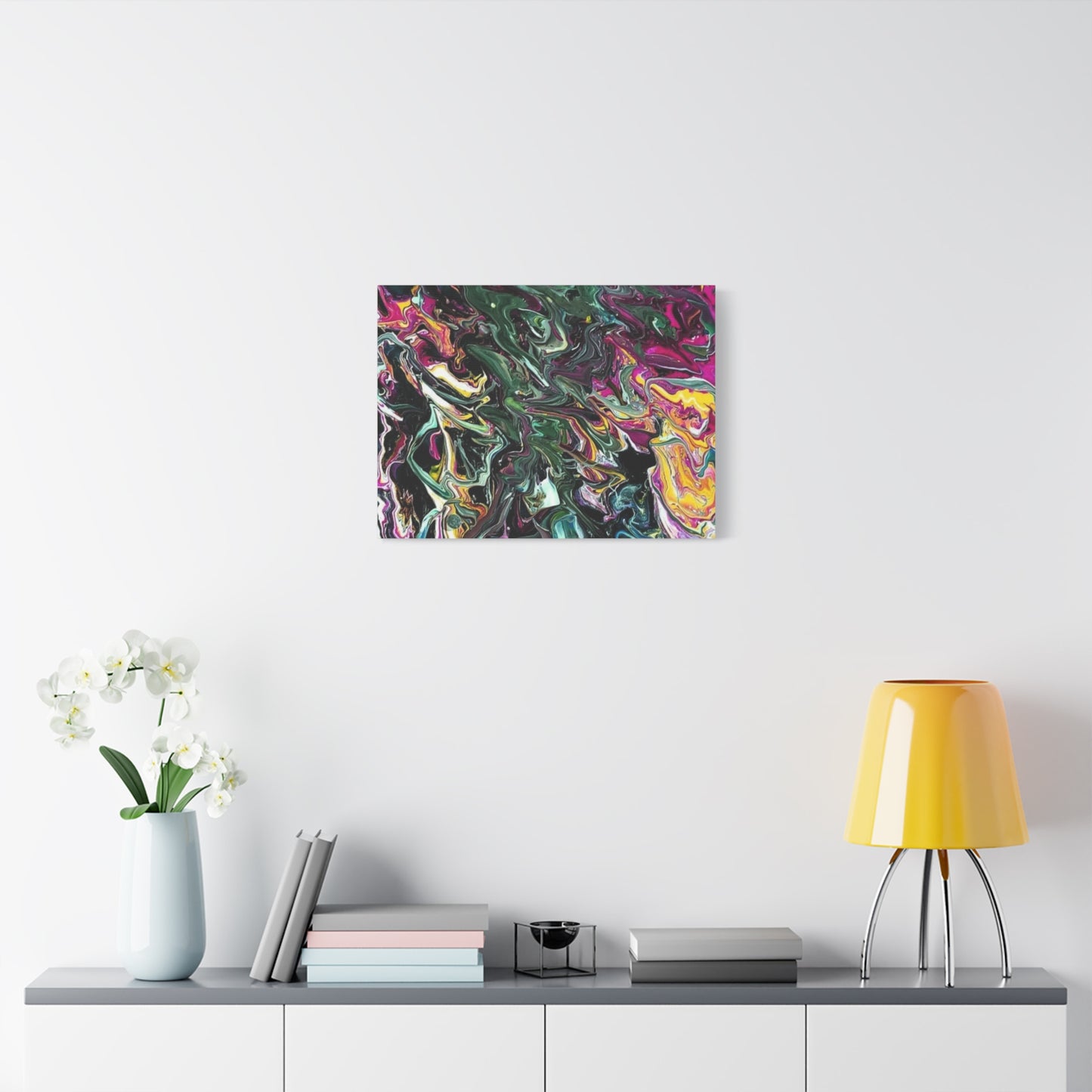 chaos in the garden - Abstract Fluid Art Matte Canvas Print - Colorful Swirl Wall Art