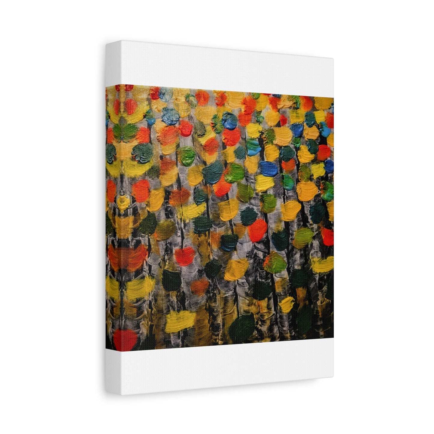 birch trees with color strokes - Abstract Color Bloom Matte Canvas Wall Art — Stretched 1.25"