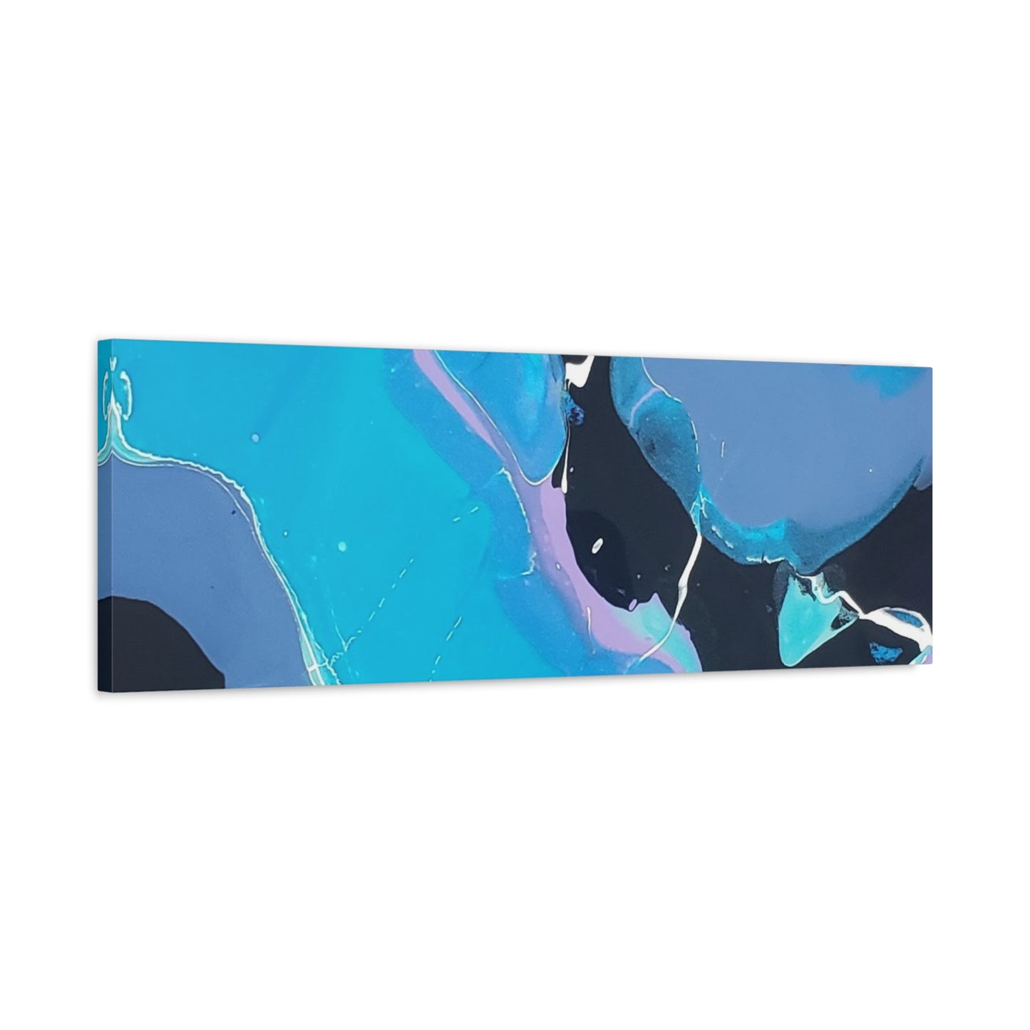 Abstract Blue Fluid Art Canvas Print — Matte Stretched Wall Art 1.25"