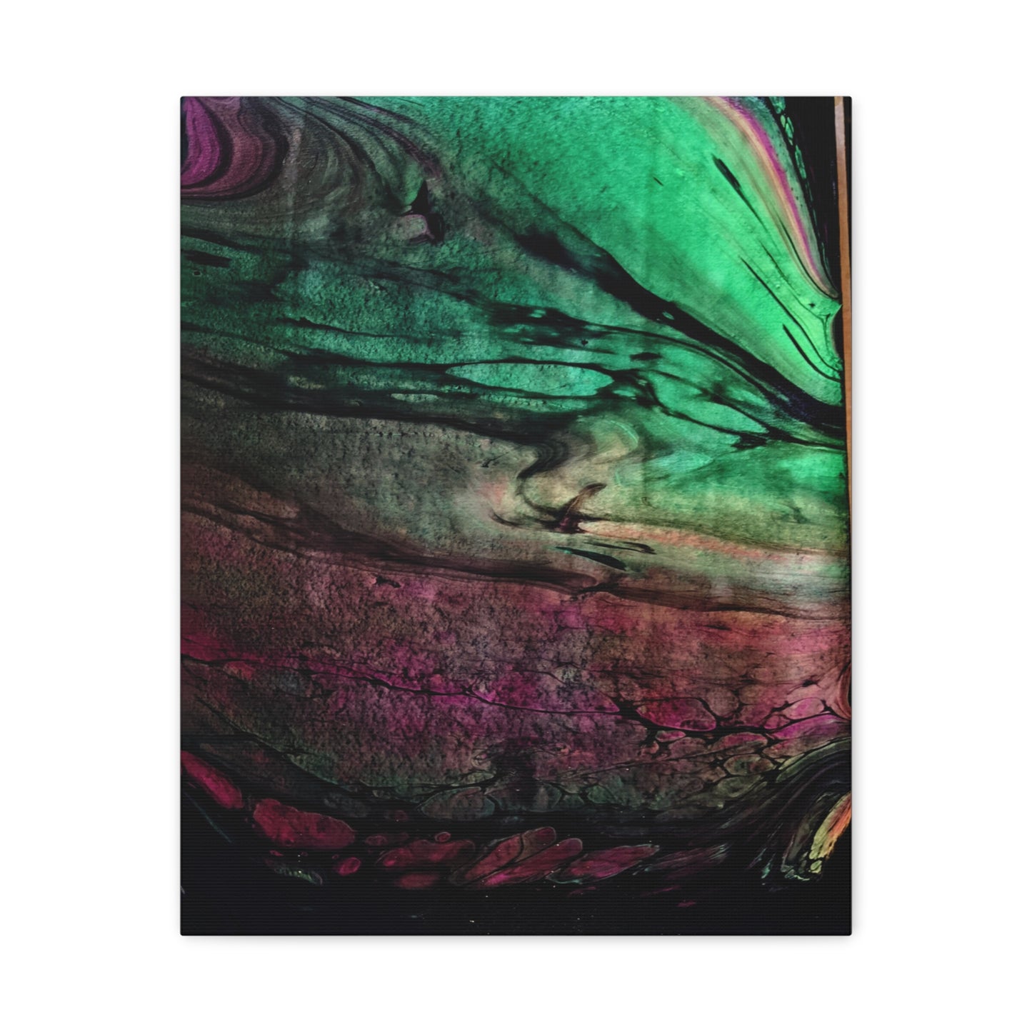 flame tempered pour - Abstract Teal & Magenta Canvas Wall Art — Matte Stretched 1.25"