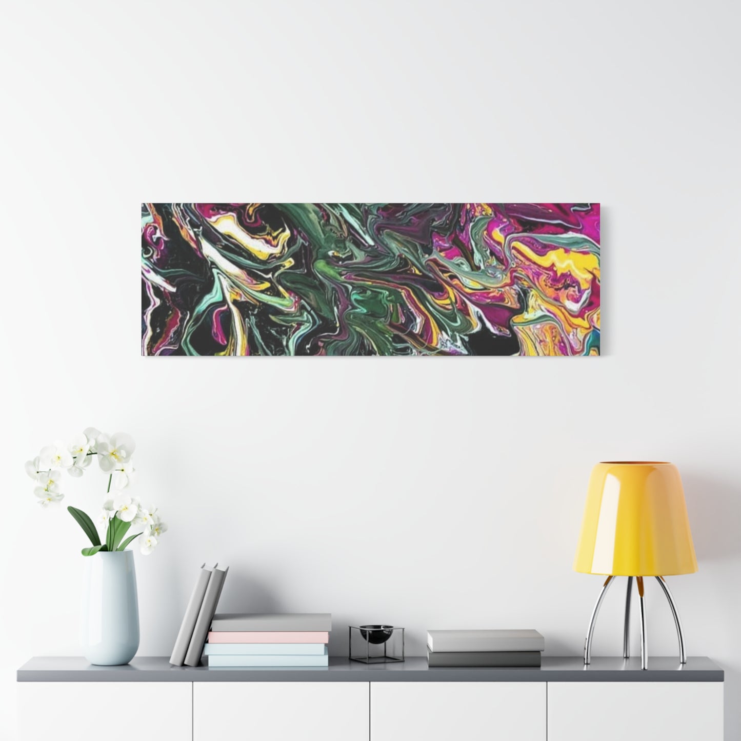 chaos in the garden - Abstract Fluid Art Matte Canvas Print - Colorful Swirl Wall Art