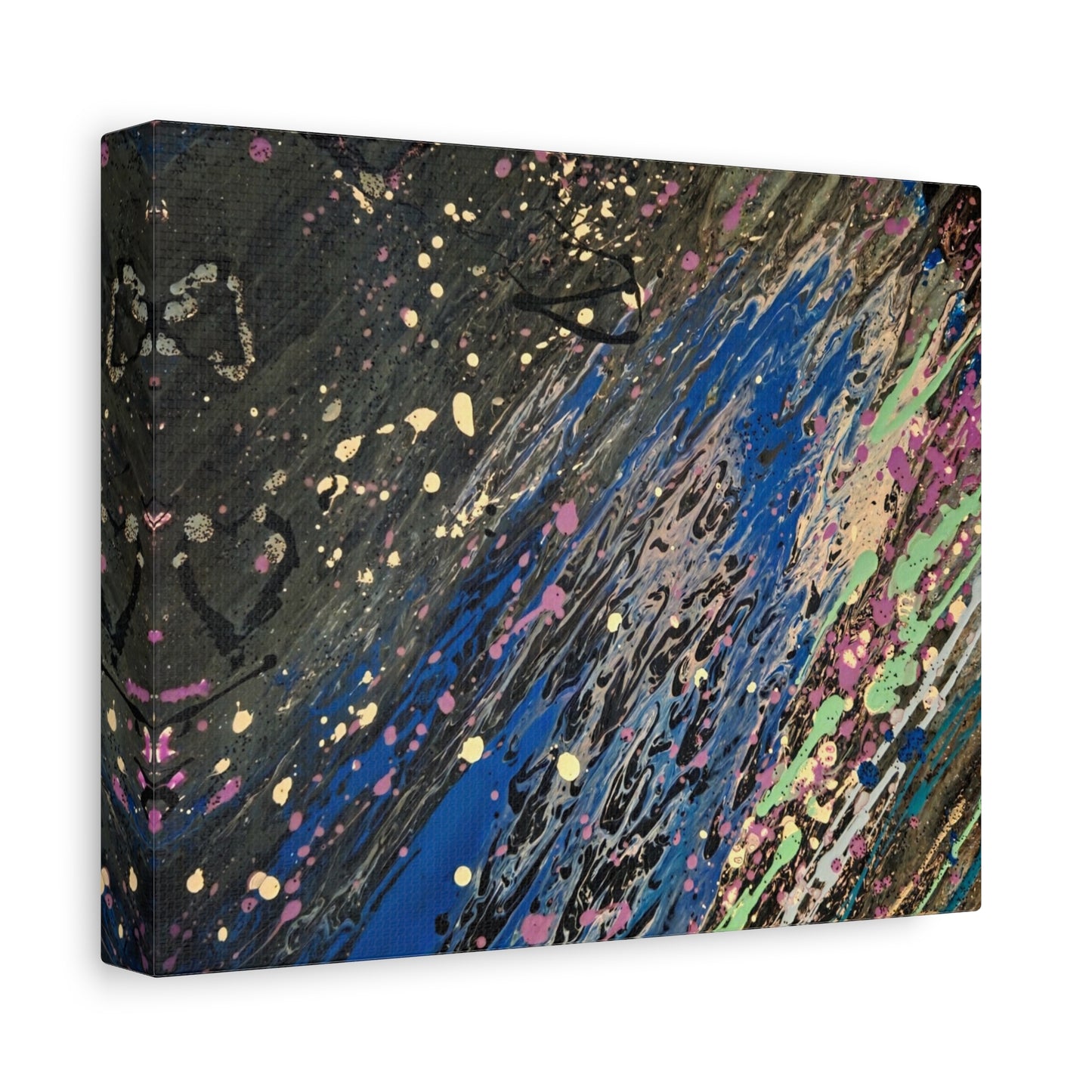 Abstract Splatter Matte Canvas Print — Colorful Fluid Art Wall Decor, Stretched 1.25"