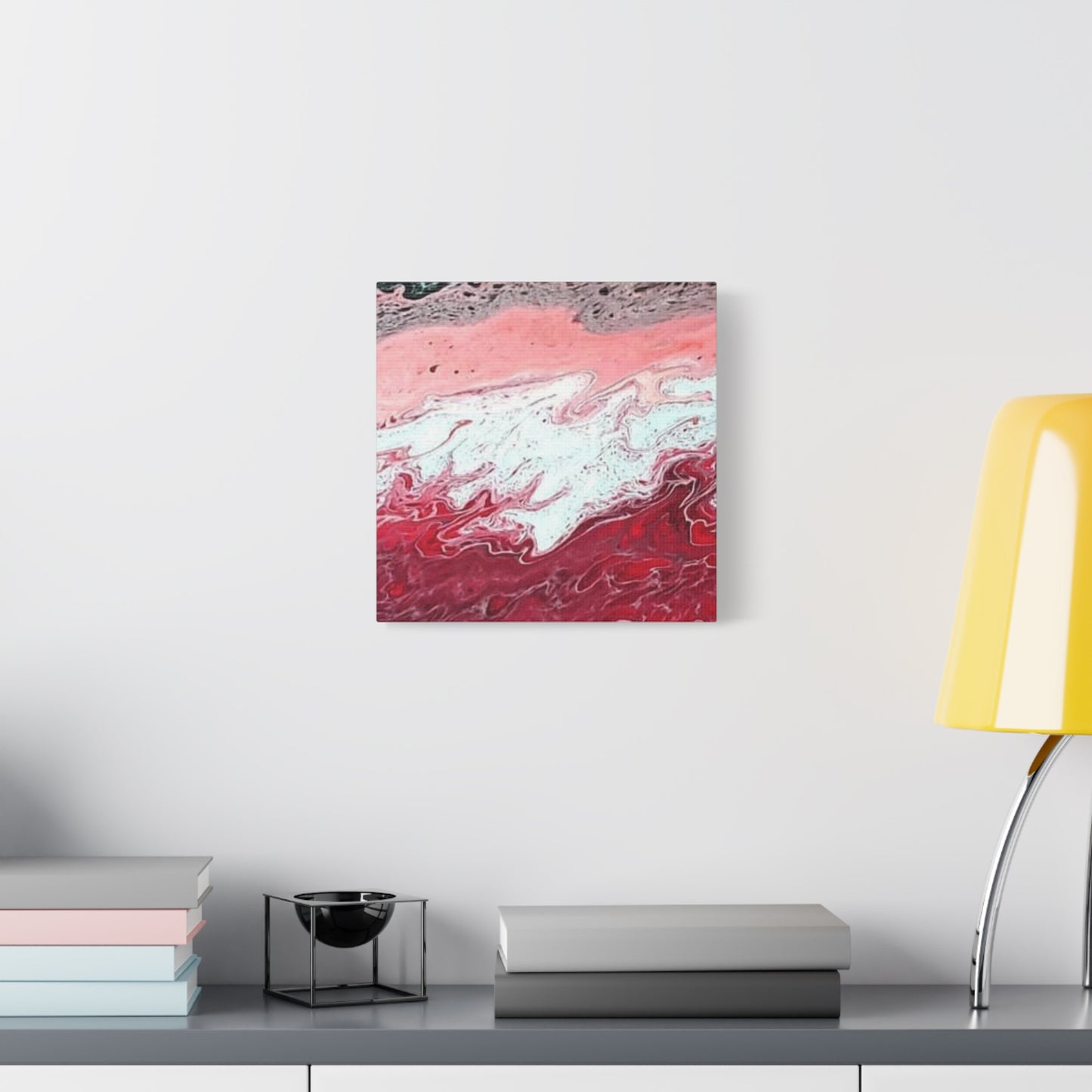 Abstract Pink & Red Fluid Art Canvas — Matte Stretched Wall Art
