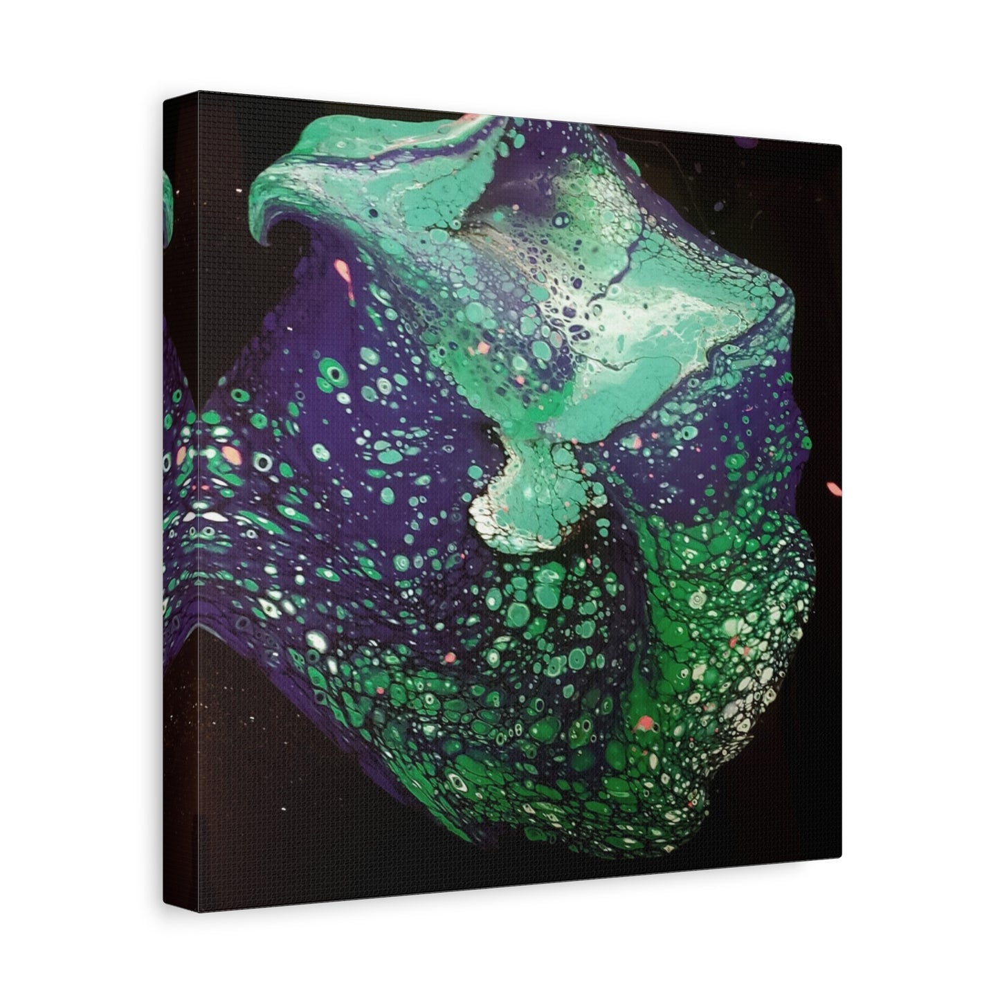 Abstract Green & Teal Fluid Art Canvas Print - Matte Stretched Wall Art