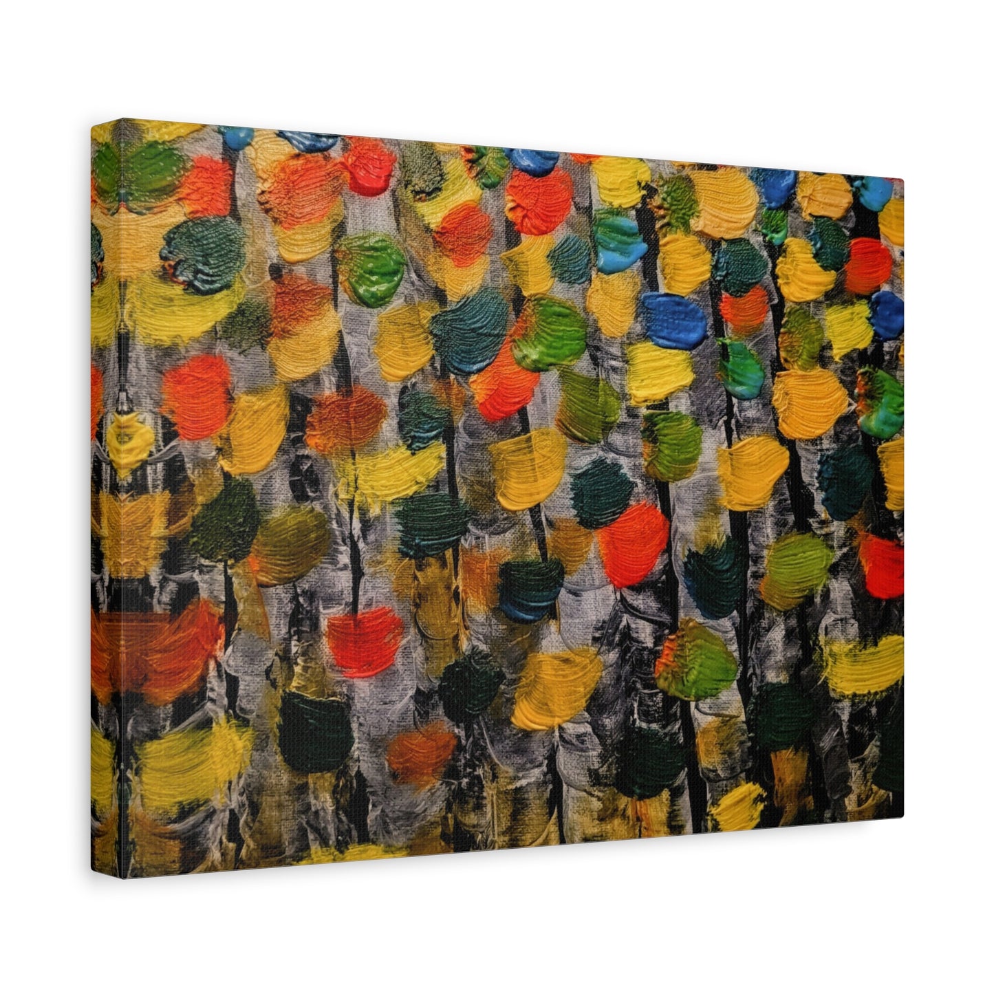 birch trees with color strokes - Abstract Color Bloom Matte Canvas Wall Art — Stretched 1.25"