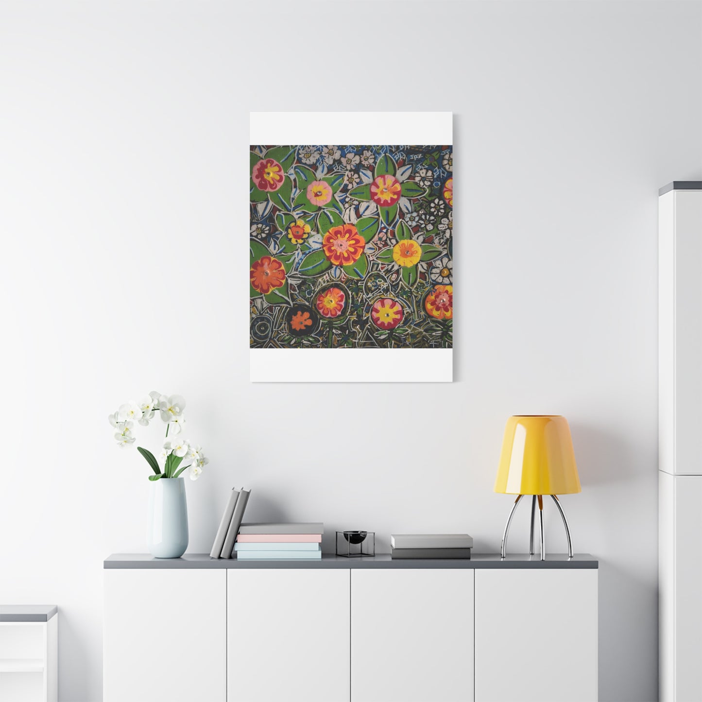 Urban_gardening-04 - Floral Pop Matte Stretched Canvas – Colorful Hand-Painted Garden Wall Art