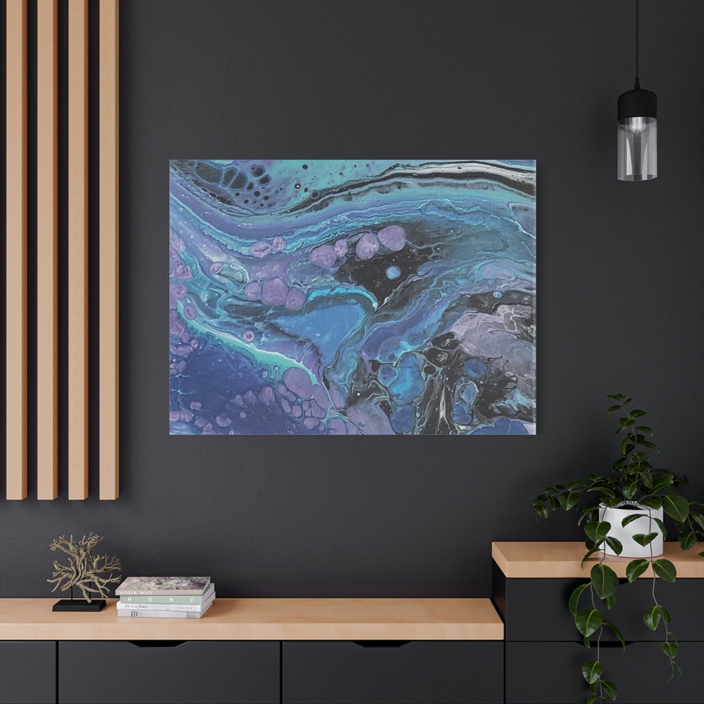 Abstract Ocean Wave Matte Canvas Print — Blue & Purple Fluid Art, Stretched 1.25"