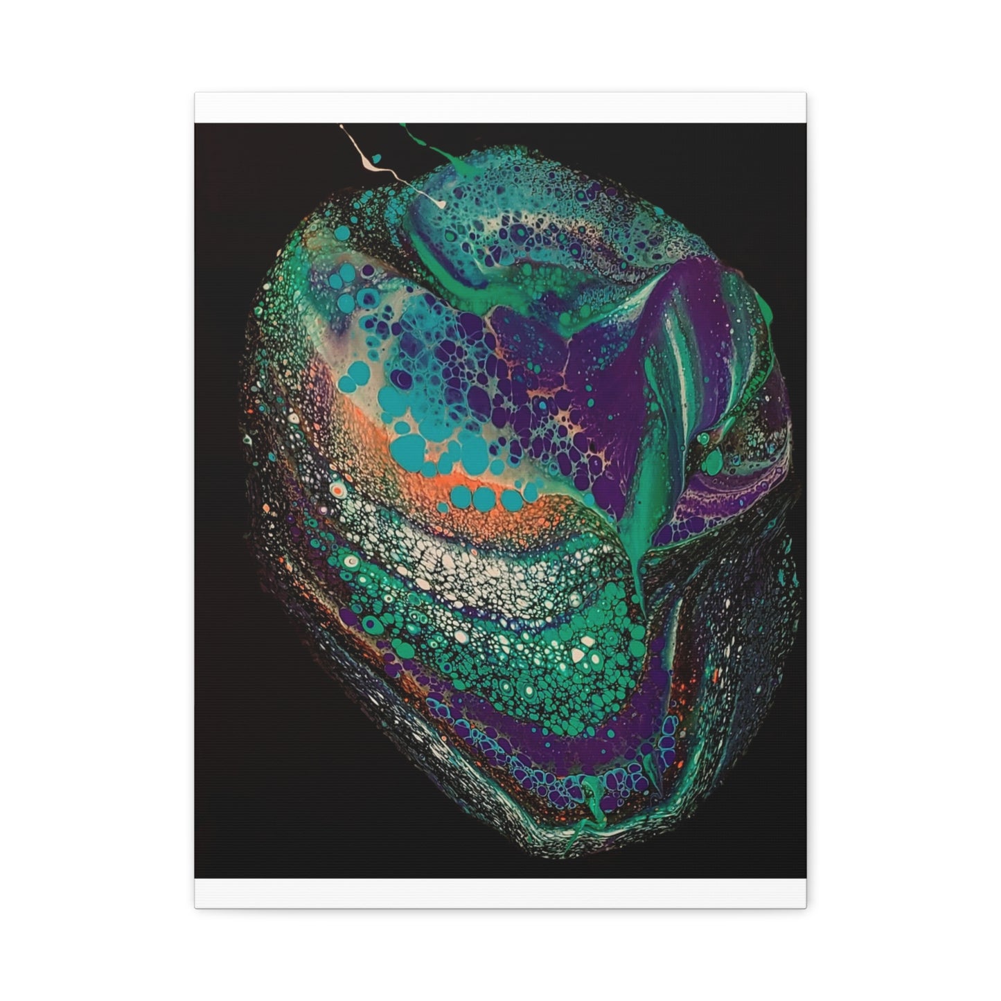 Abstract Fluid Art Canvas Print — Teal, Purple & Gold Swirl Matte Stretched Wall Art