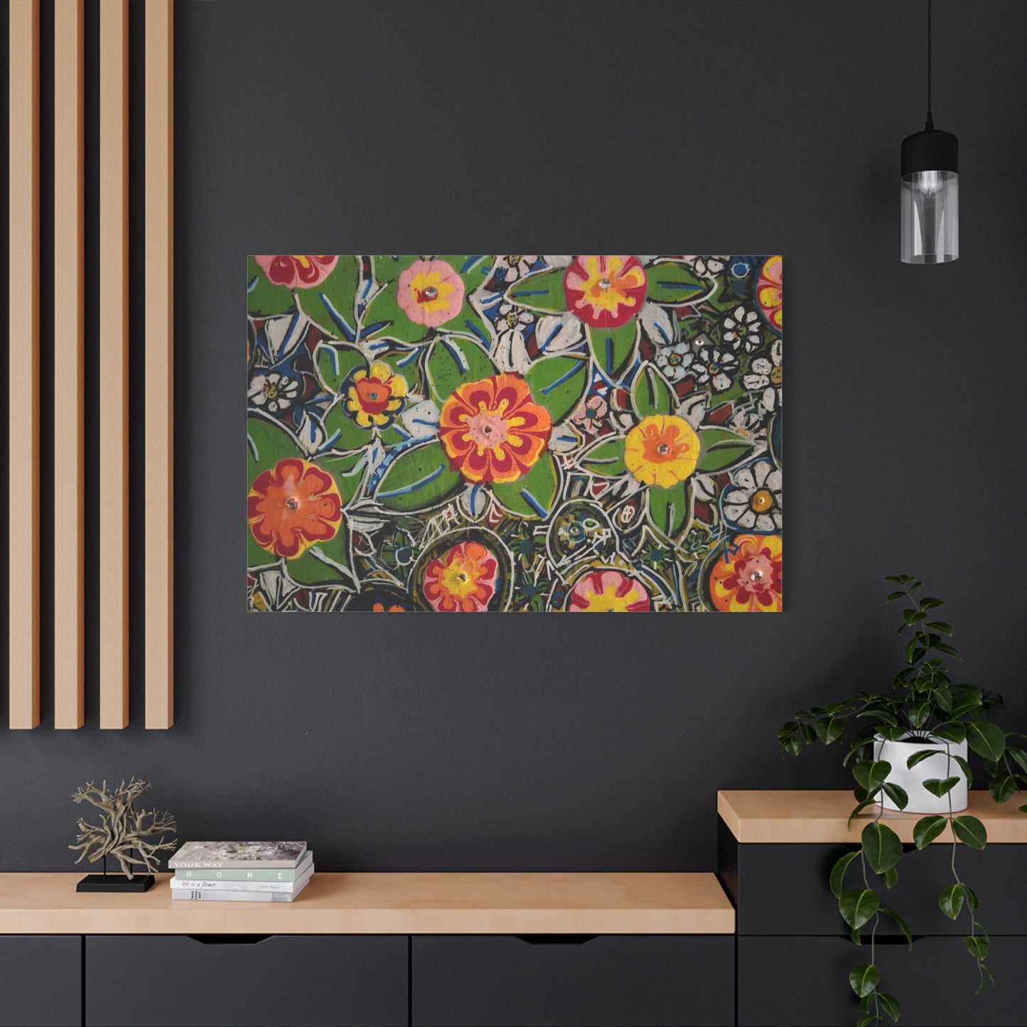 Urban_gardening-04 - Floral Pop Matte Stretched Canvas – Colorful Hand-Painted Garden Wall Art