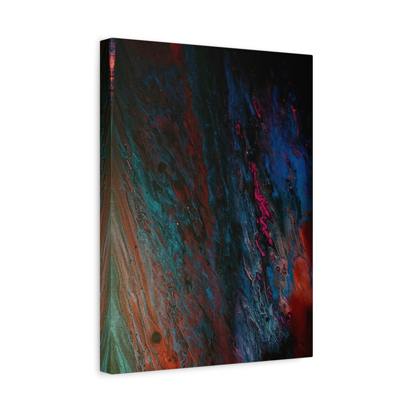 Abstract Fluid Art Canvas Wall Art - Jupiter pour — Vibrant Ocean Night Matte Stretched Canvas
