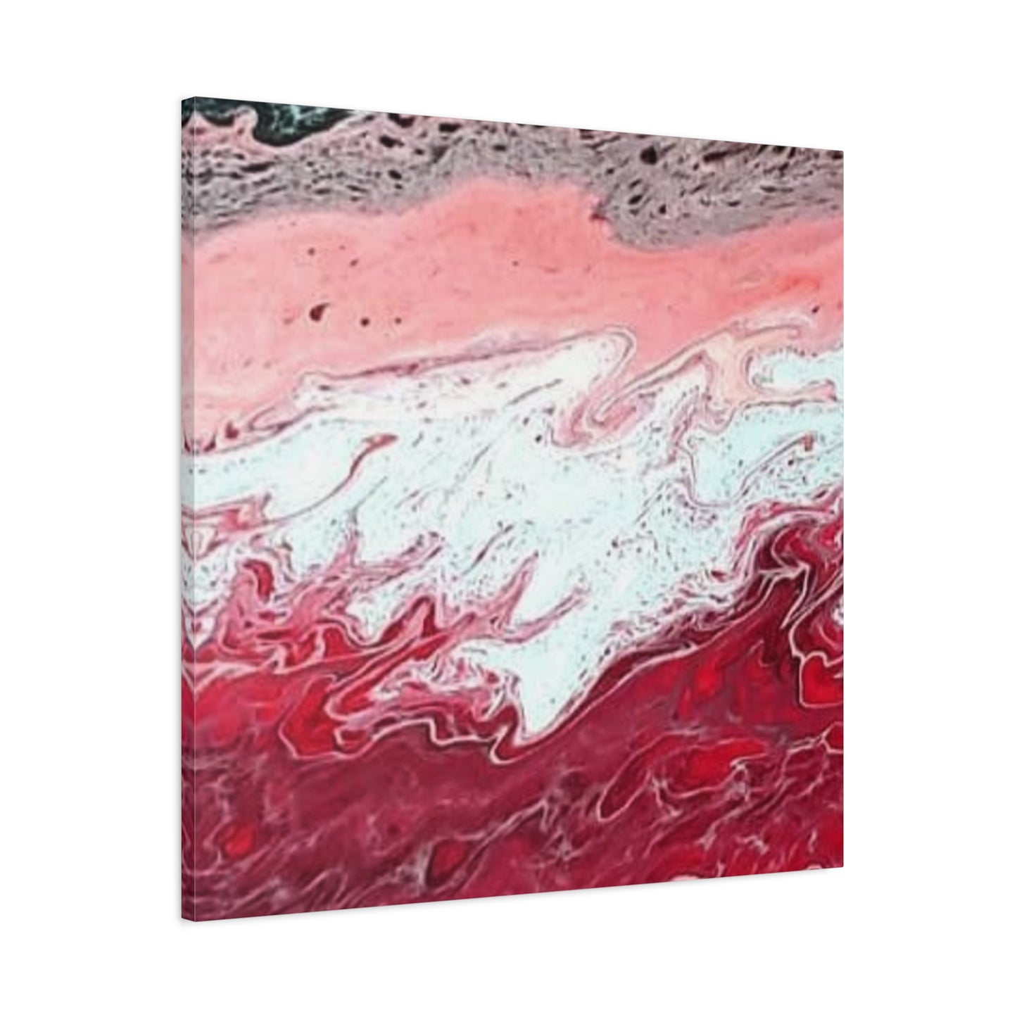 Abstract Pink & Red Fluid Art Canvas — Matte Stretched Wall Art