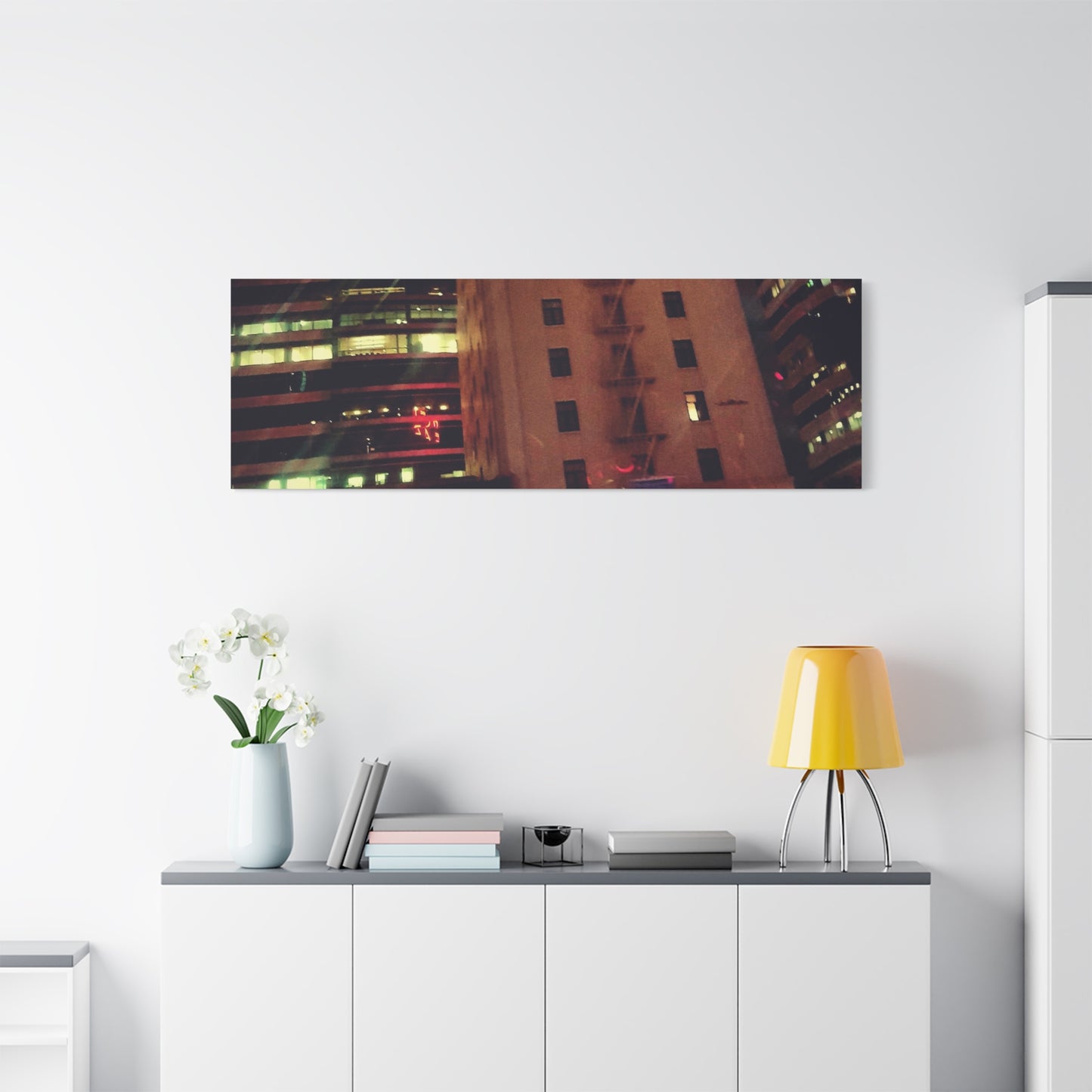 Hotel DeAnza - City Nightscape Canvas Print — Urban Street Art Building Matte Stretched 1.25"