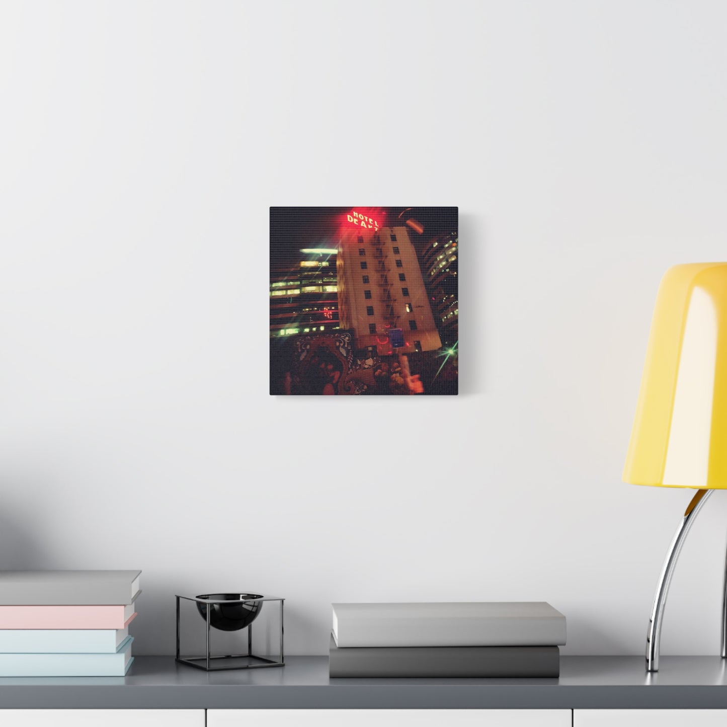 Hotel DeAnza - City Nightscape Canvas Print — Urban Street Art Building Matte Stretched 1.25"