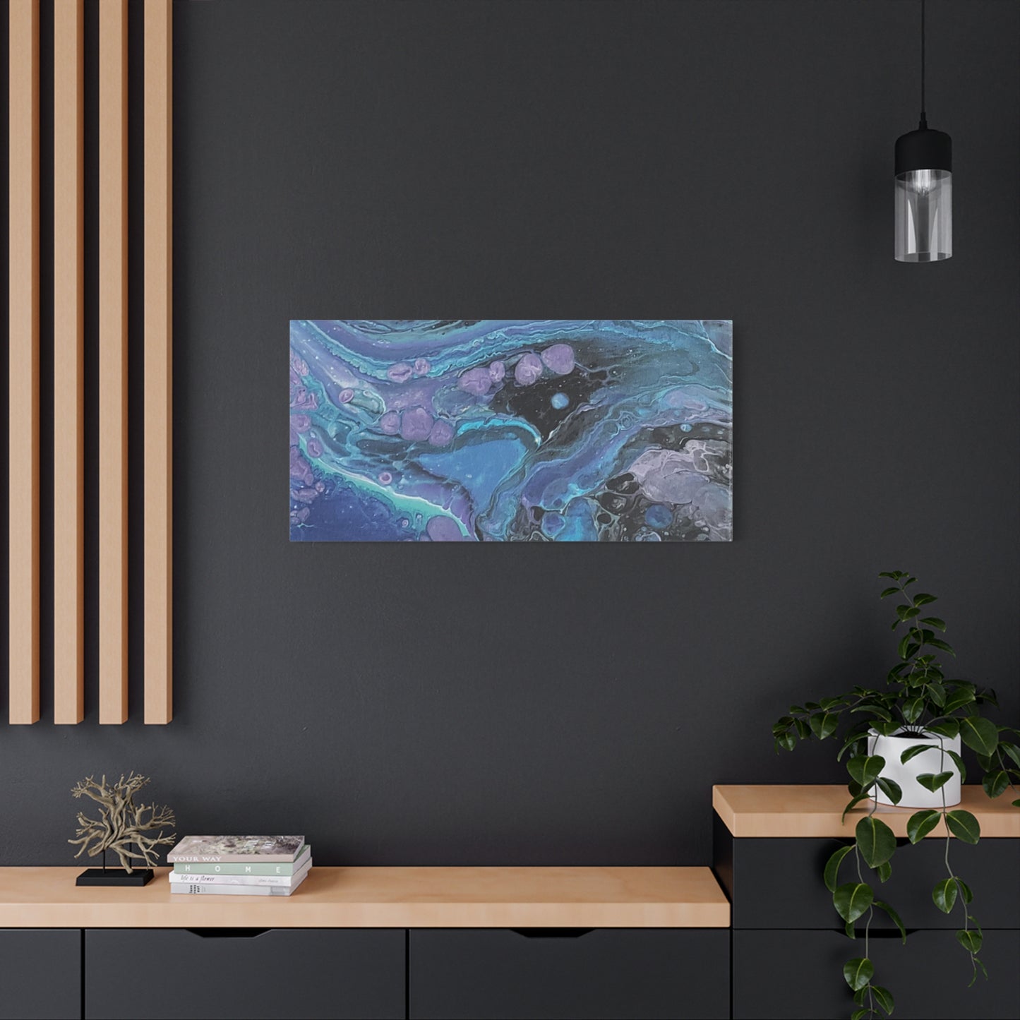 Abstract Ocean Wave Matte Canvas Print — Blue & Purple Fluid Art, Stretched 1.25"