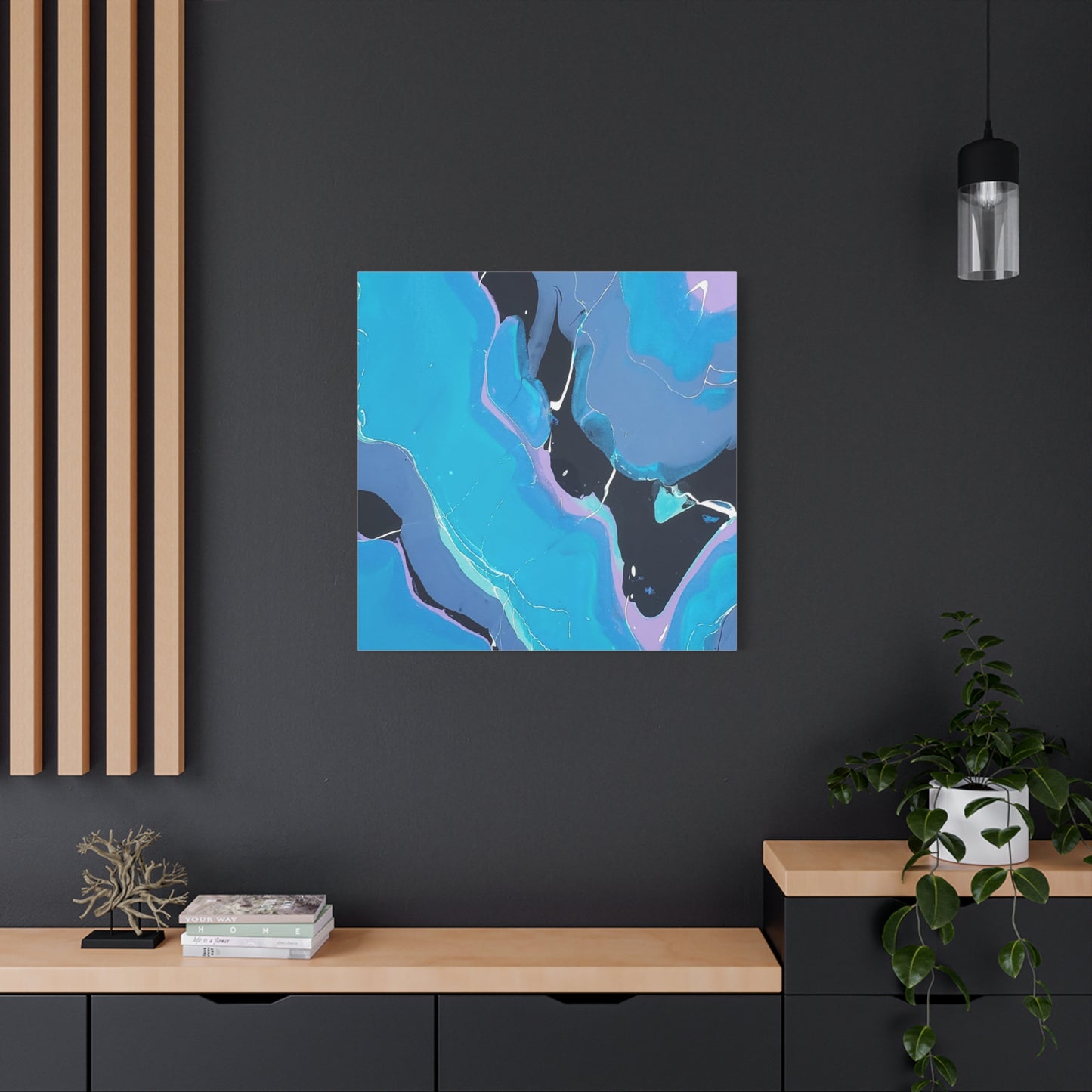 Abstract Blue Fluid Art Canvas Print — Matte Stretched Wall Art 1.25"