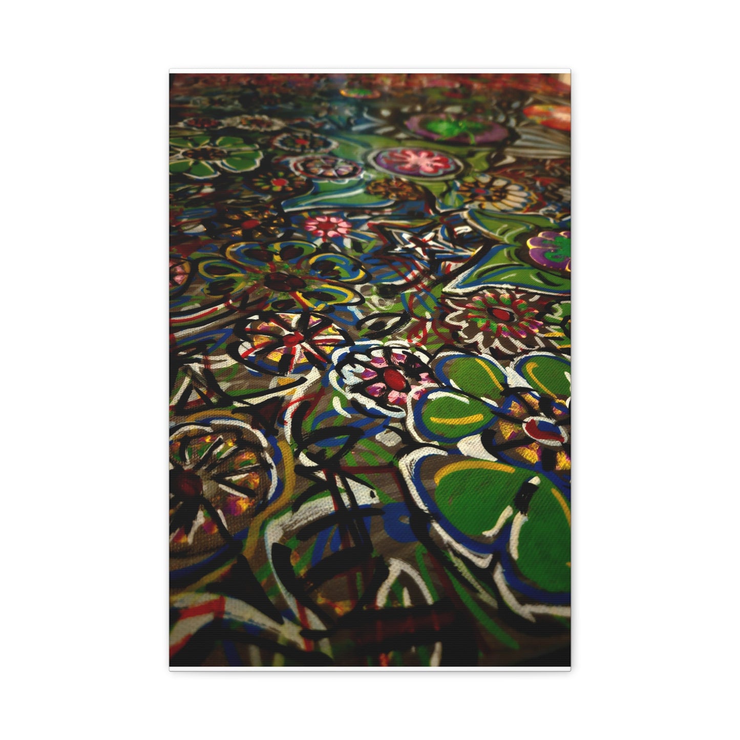 Urban_Gardening - Abstract Floral Canvas Print — Colorful Street-Art Style Stretched Wall Art