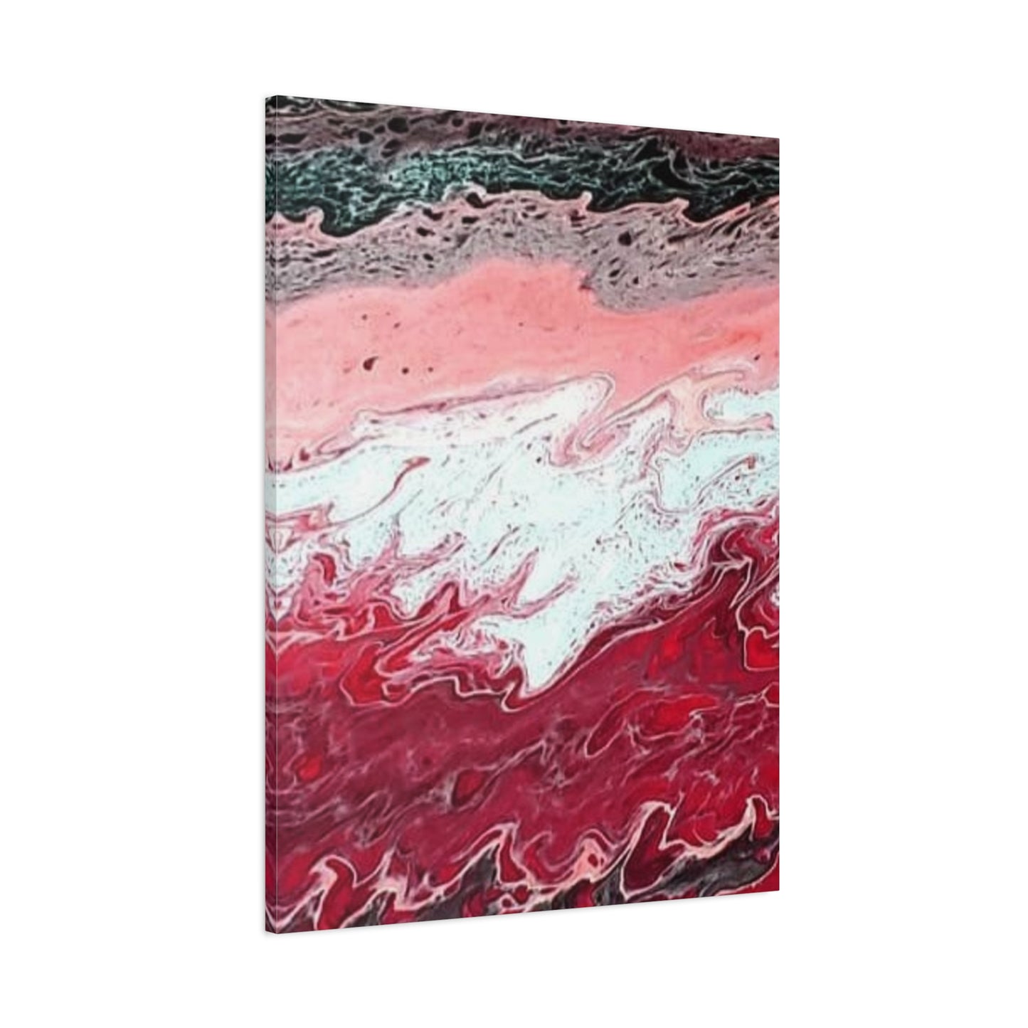Abstract Pink & Red Fluid Art Canvas — Matte Stretched Wall Art