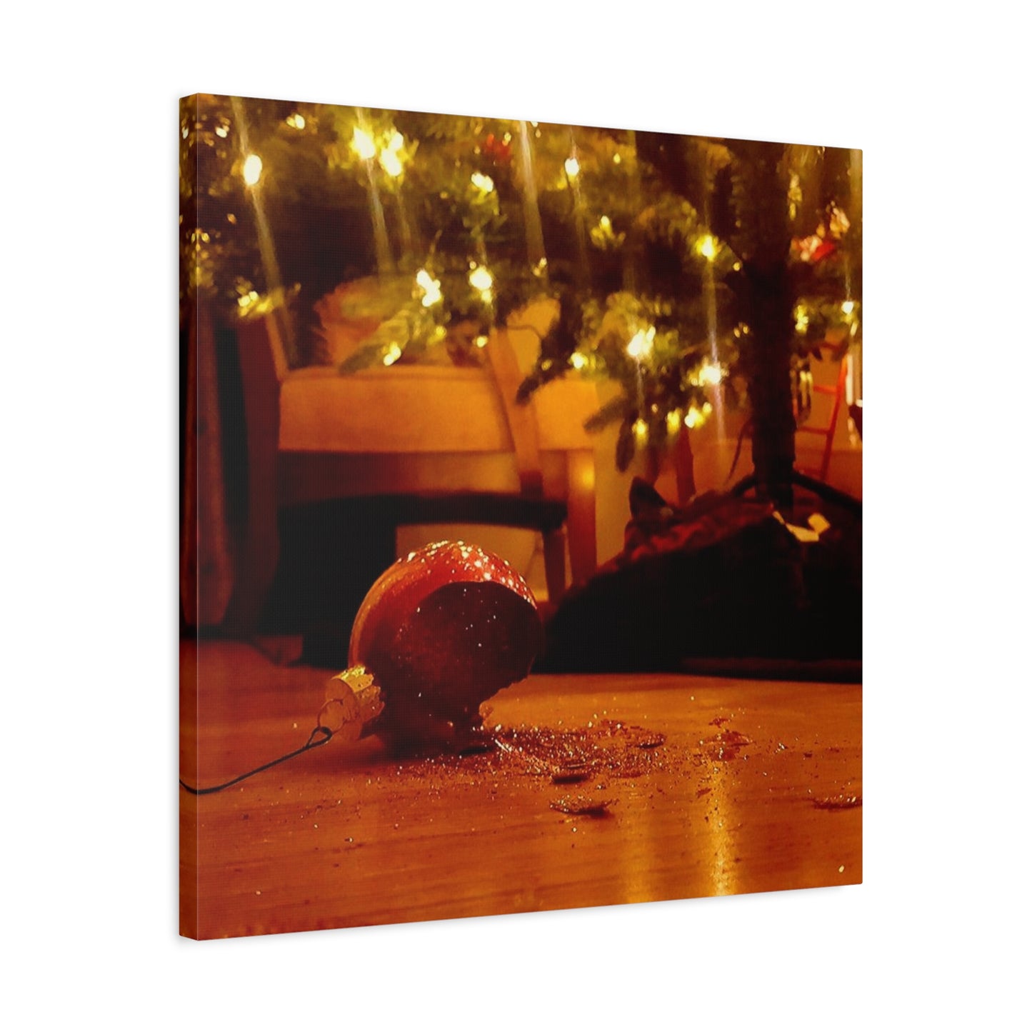 Christmas Tree Ornament Photo Canvas – Cozy Holiday Still Life Wall Art